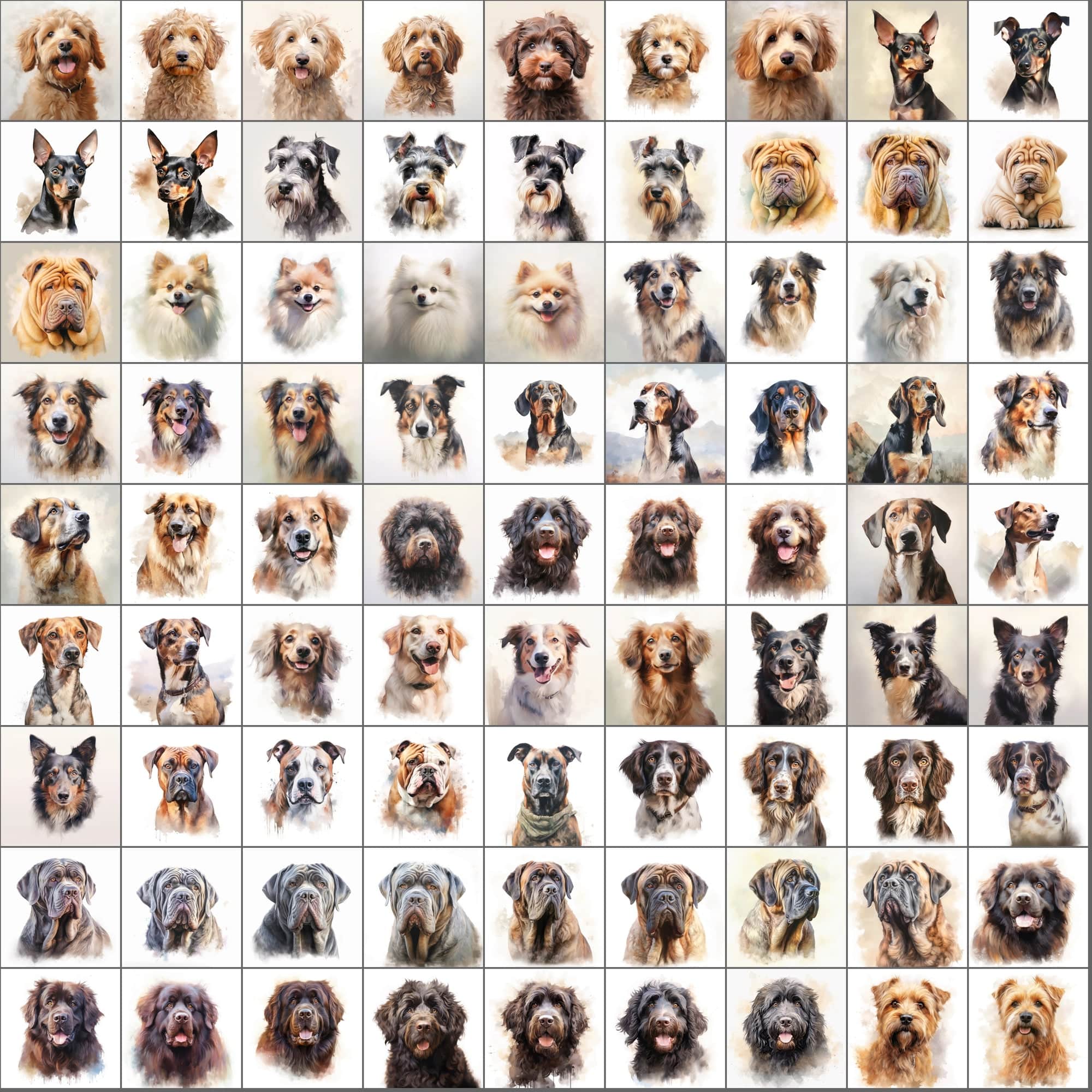 2600+ Dog Breed Art Images - Art Style with Transparent Background Digital Download Sumobundle