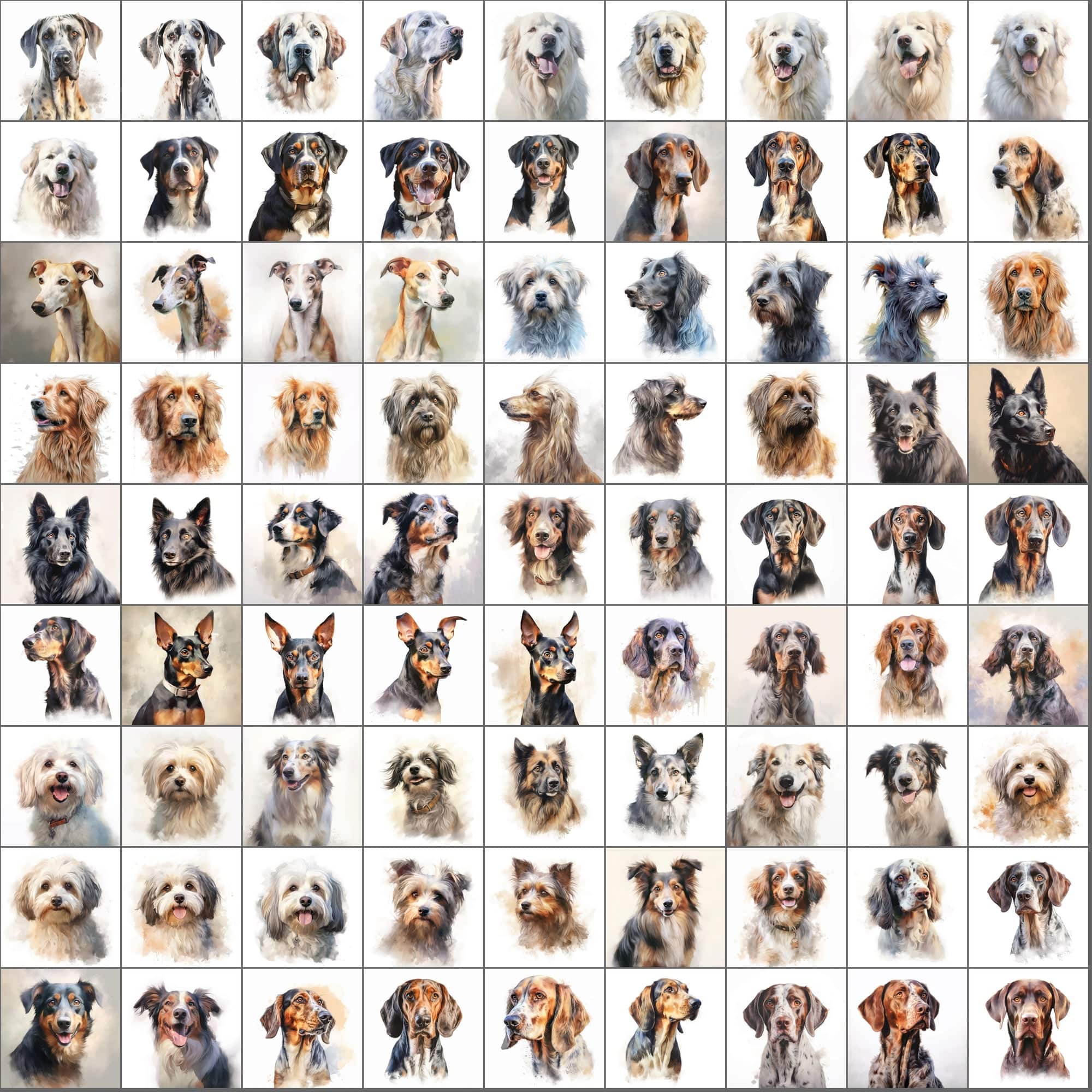 2600+ Dog Breed Art Images - Art Style with Transparent Background Digital Download Sumobundle