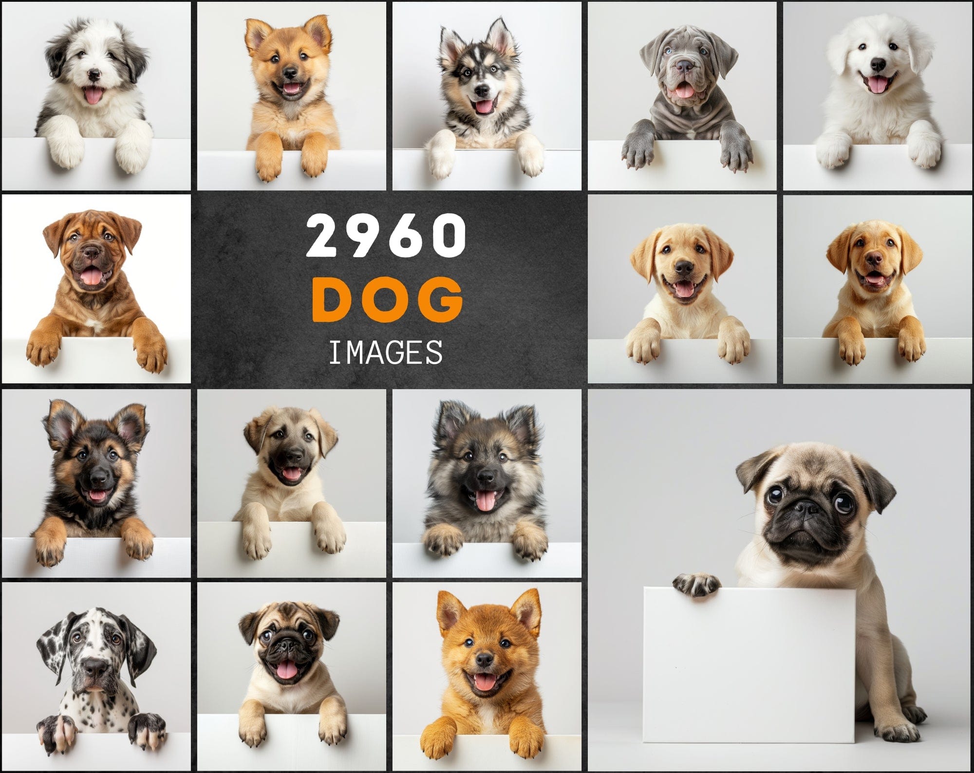 2690 Adorable Puppy Dog Breed Images on White Boards Digital Download Sumobundle