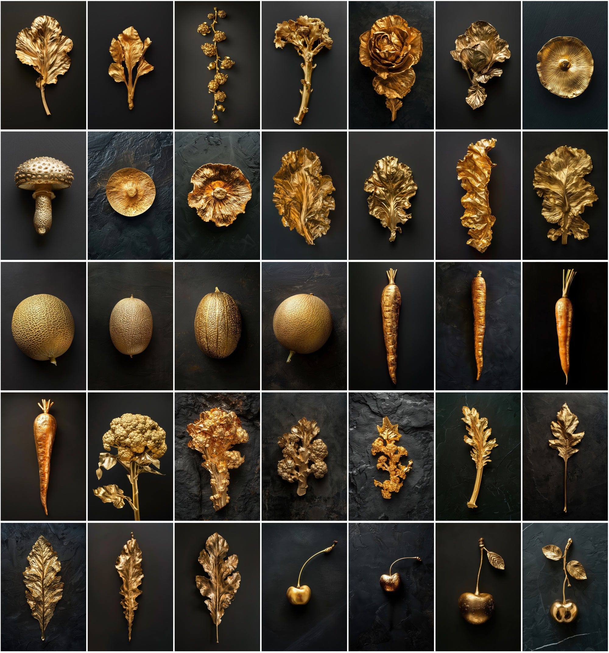 300 Gold Fruits & Vegetables Images Digital Download Sumobundle