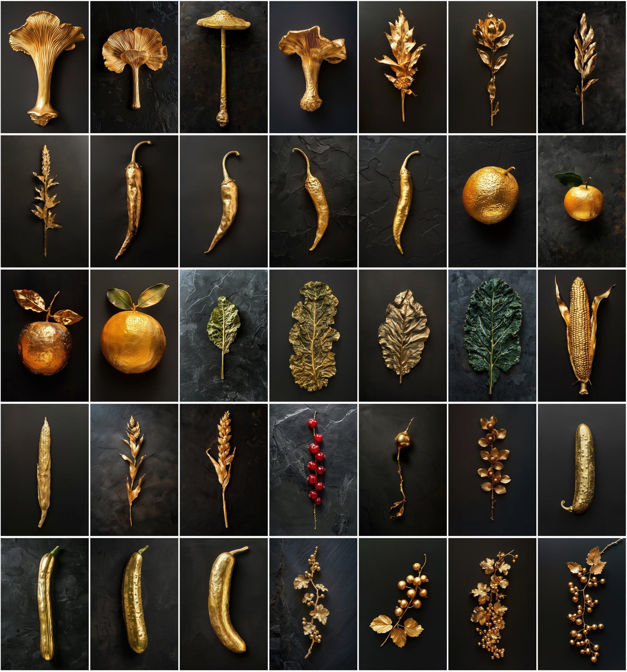 300 Gold Fruits & Vegetables Images Digital Download Sumobundle