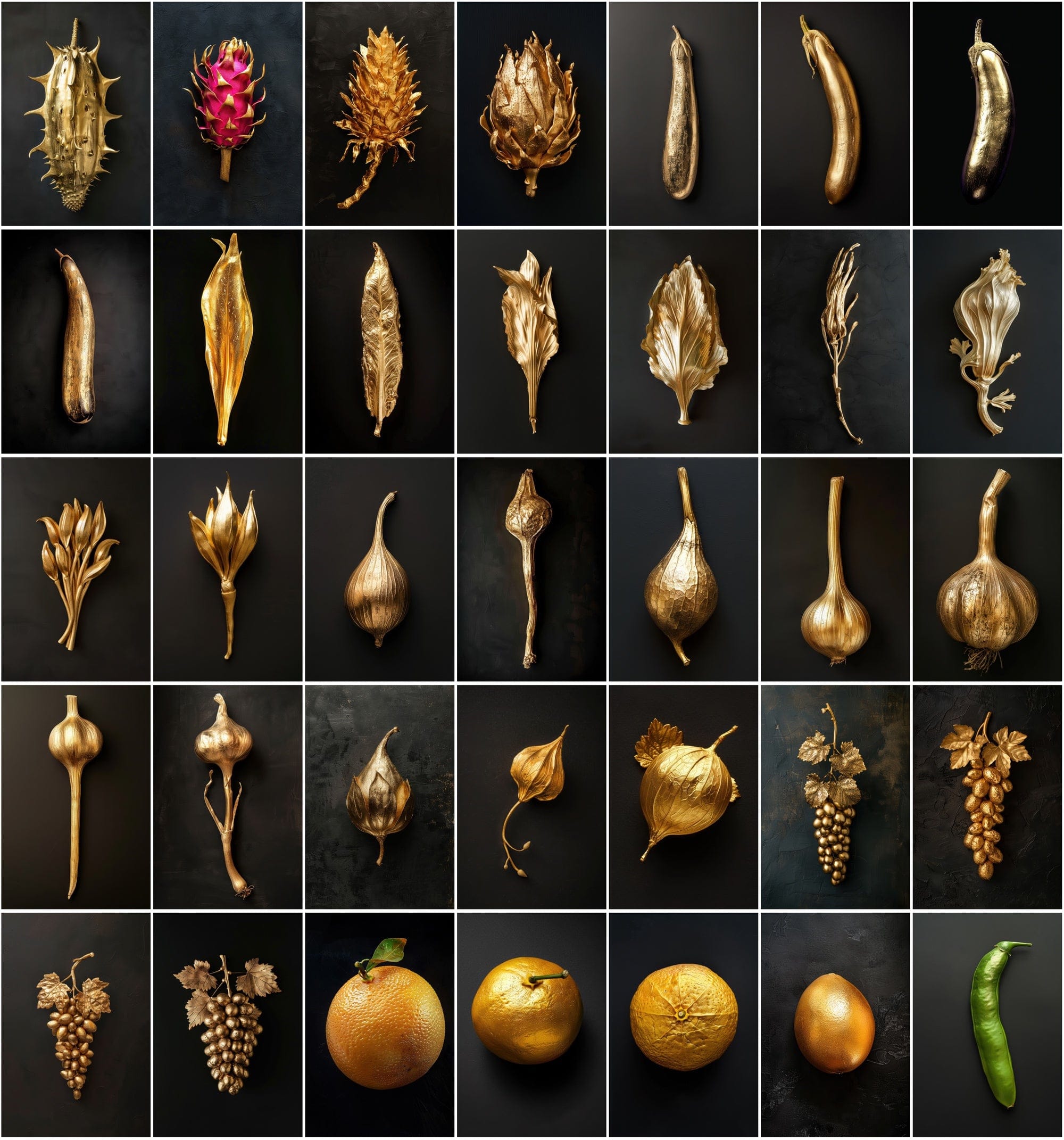 300 Gold Fruits & Vegetables Images Digital Download Sumobundle