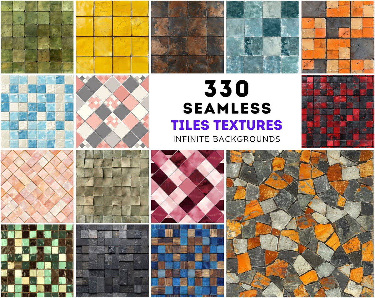 Various Tiling Pattern 330 Ceramic Tile Seamless Patterns Bundle - High-Resolution JPG, Photo