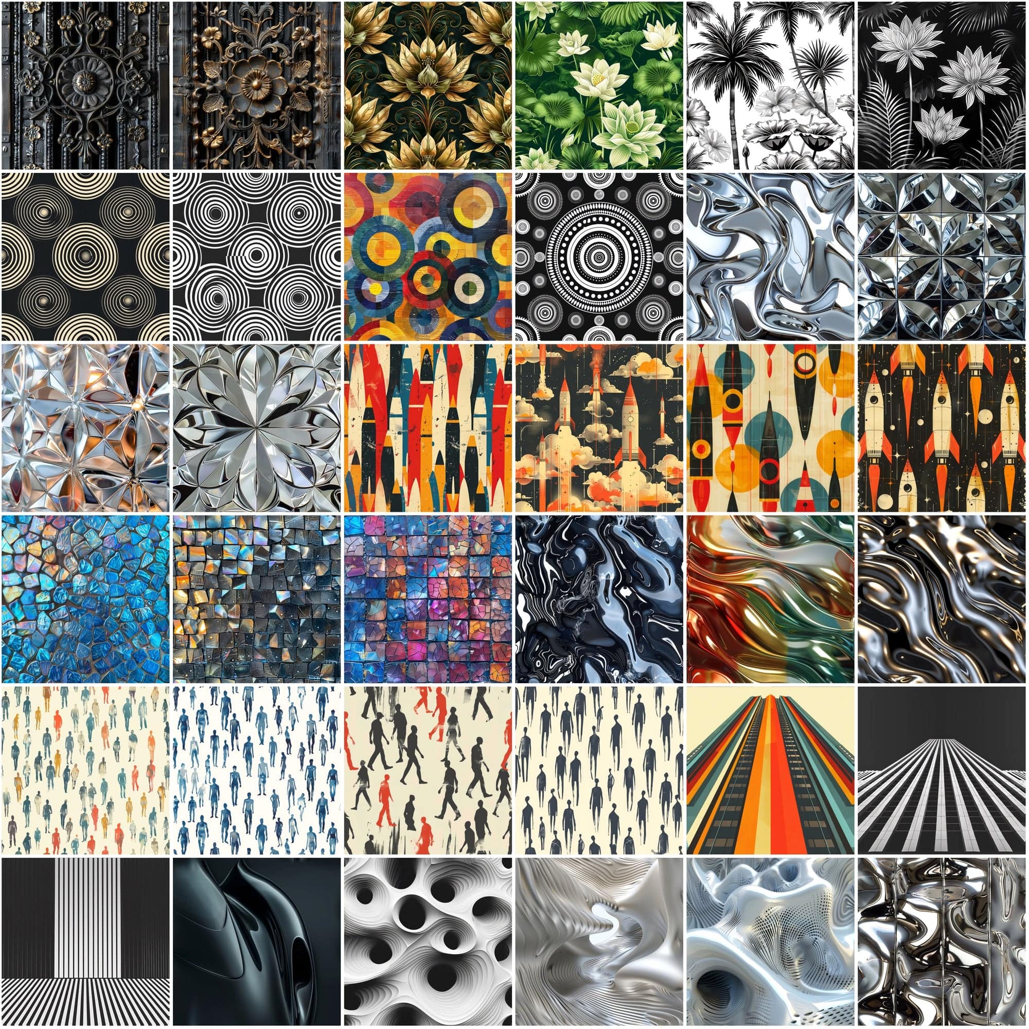 340 Seamless Texture Images with Photoshop Patterns - Abstract, Geometric, Art Deco, High-Resolution, Commercial Use Digital Download Sumobundle