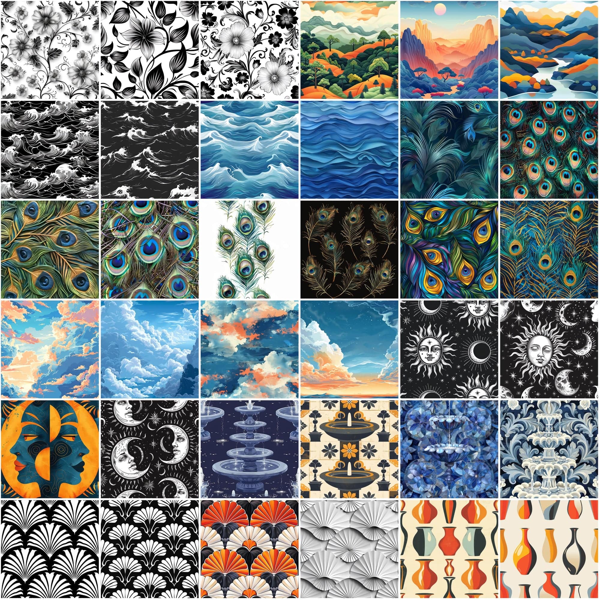 340 Seamless Texture Images with Photoshop Patterns - Abstract, Geometric, Art Deco, High-Resolution, Commercial Use Digital Download Sumobundle