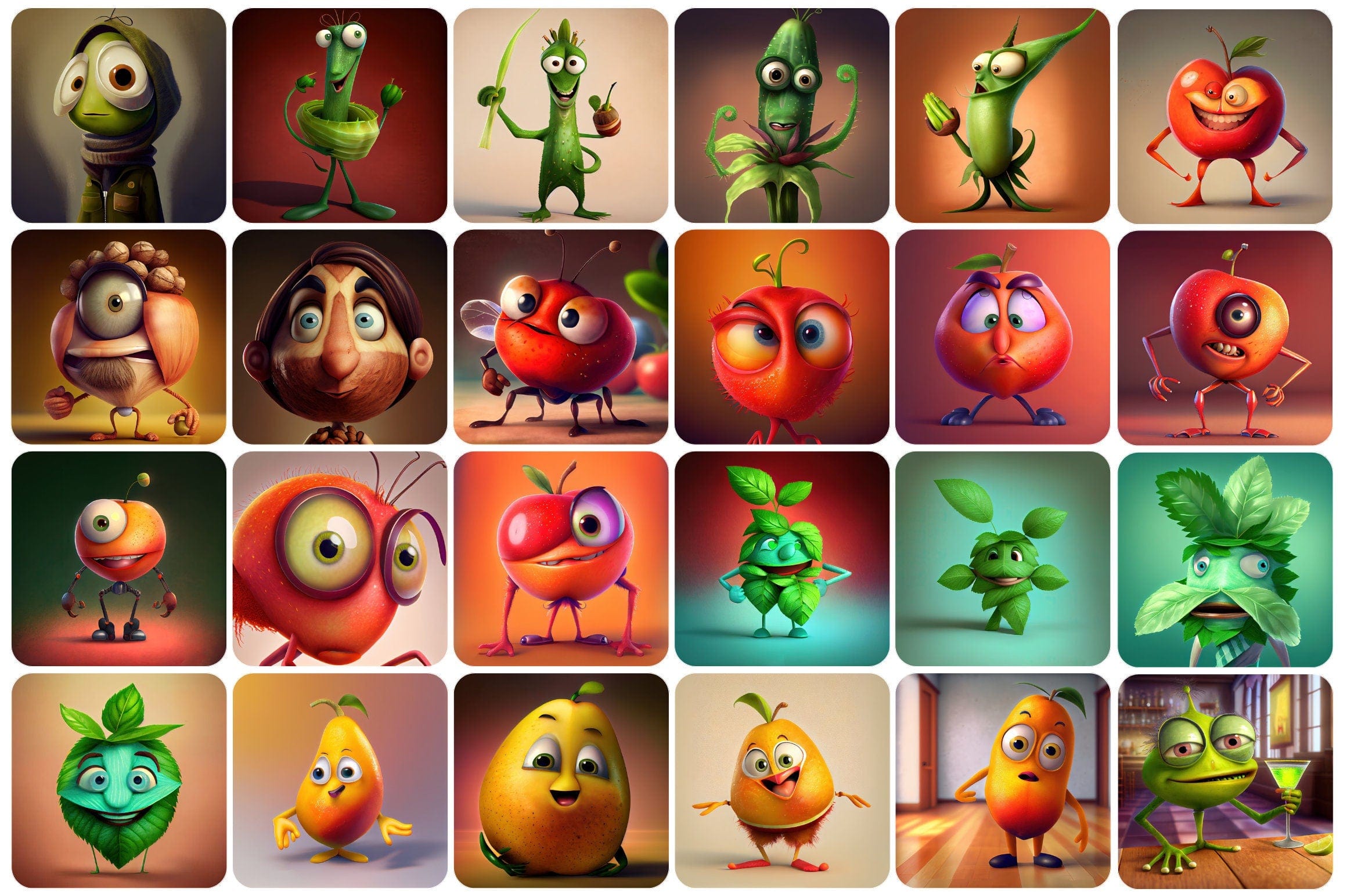 360 Funny fruits and vegetables, Printable Funny Fruit & Vegetable Designs - Commercial license Digital Download Sumobundle