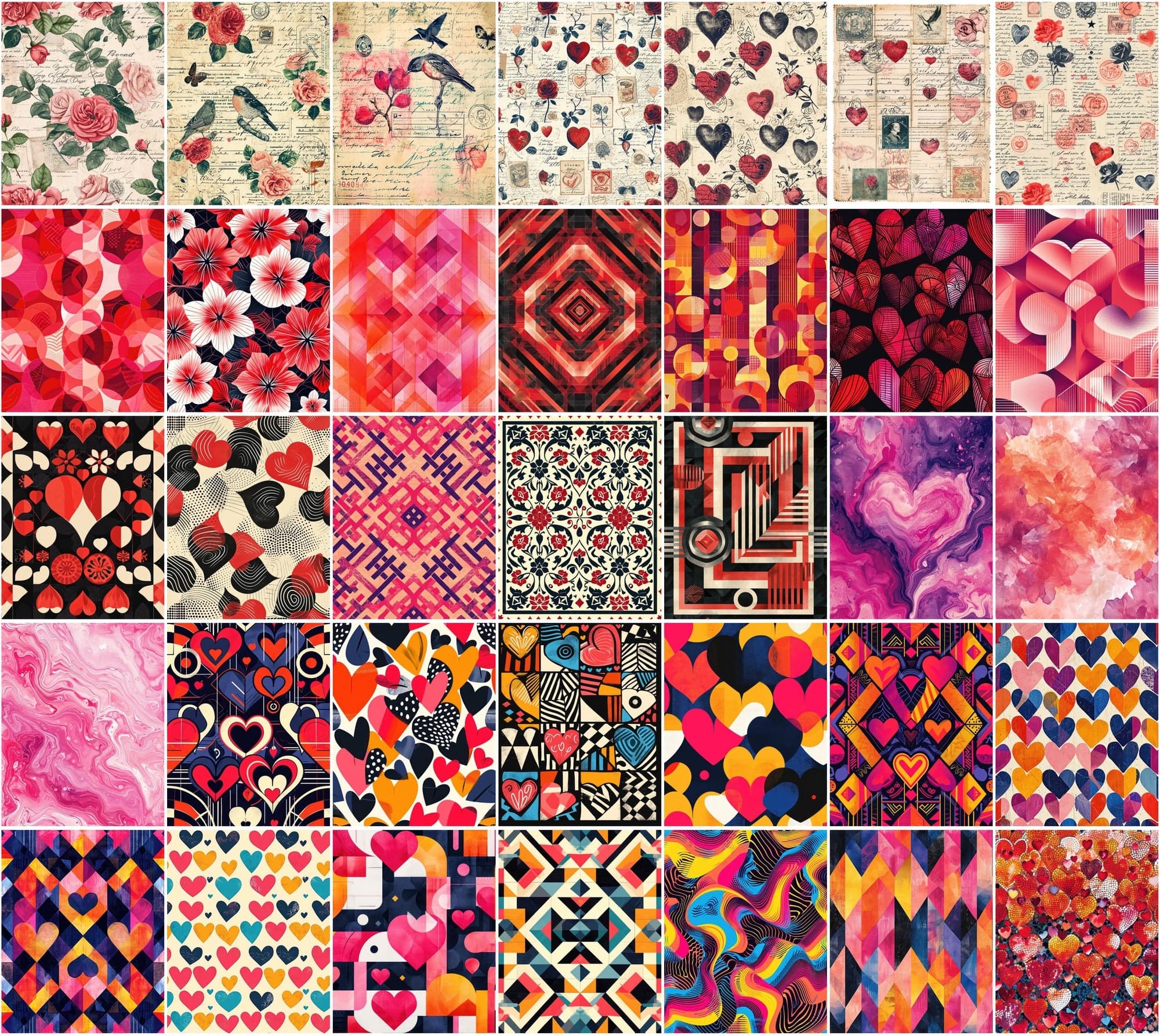 370 Valentine's Day Backgrounds - Colorful Romantic Digital Art with Commercial License Digital Download Sumobundle