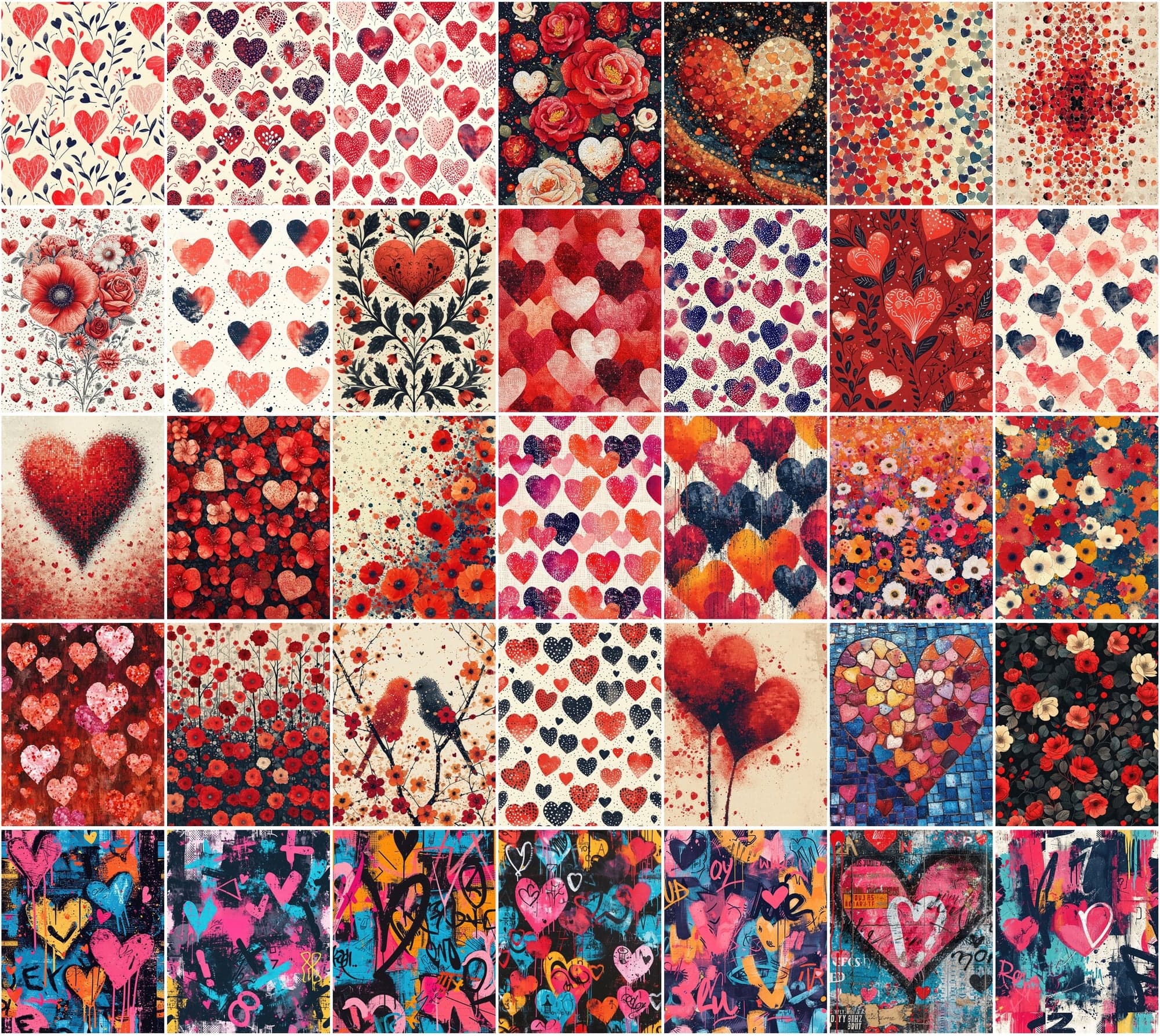 370 Valentine's Day Backgrounds - Colorful Romantic Digital Art with Commercial License Digital Download Sumobundle