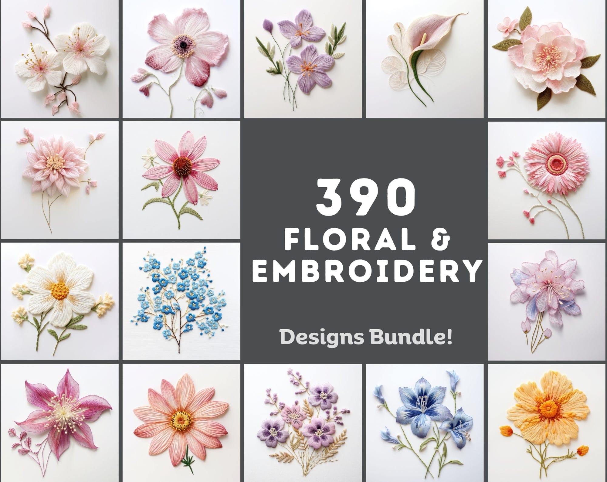 390 Floral & Embroidery Designs Bundle Sumobundle