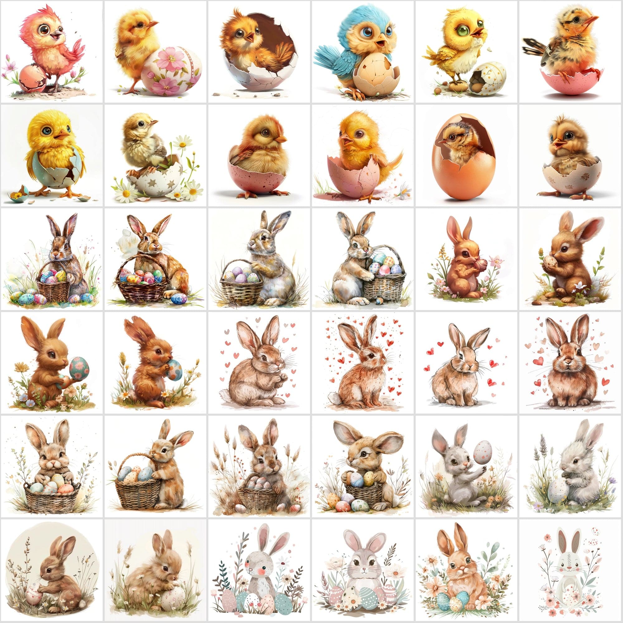 390 High-Resolution Easter Clipart Bundle - Easter Bunny, Egg Hunt Graphics, Printable Art, Commercial Use Digital Download Sumobundle