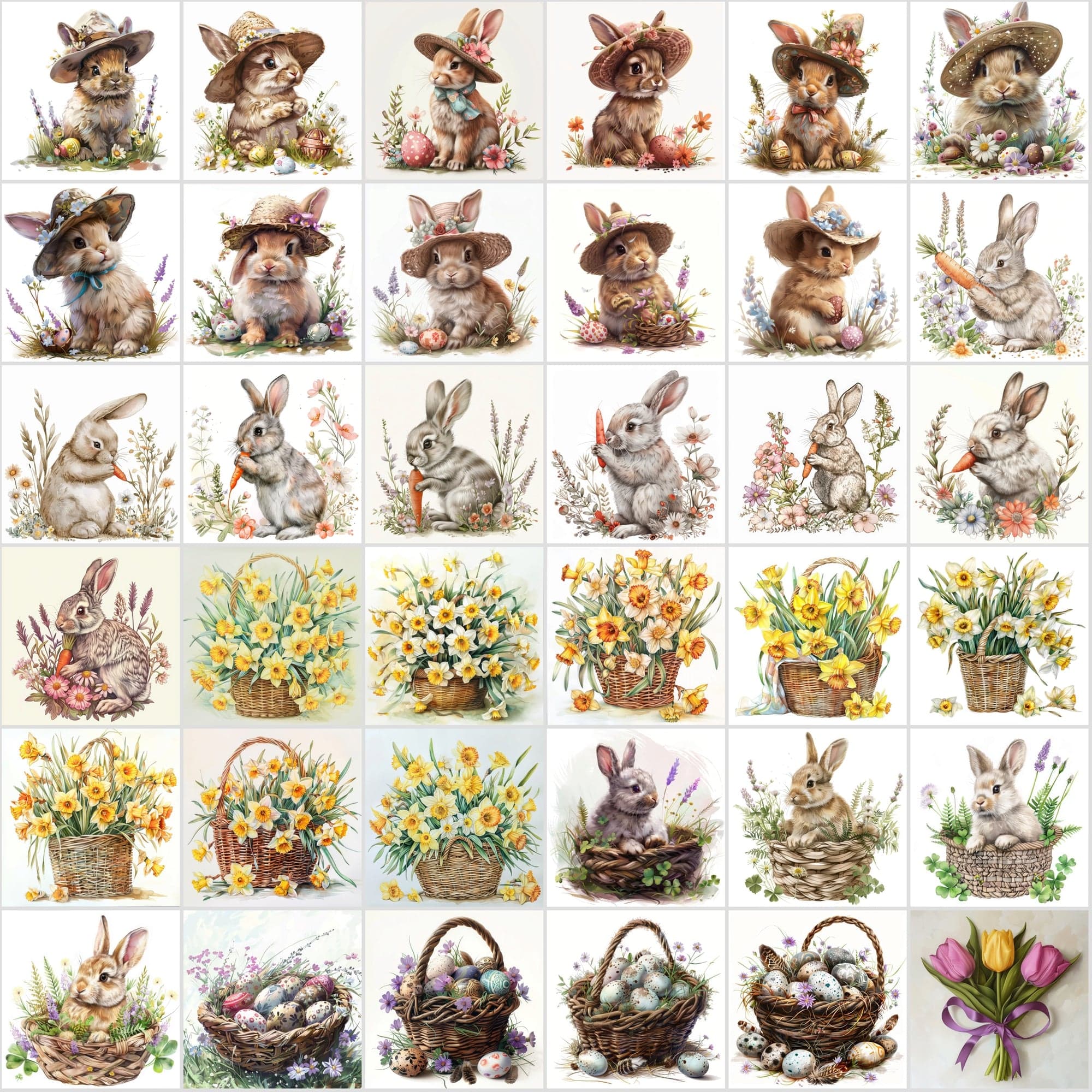 390 High-Resolution Easter Clipart Bundle - Easter Bunny, Egg Hunt Graphics, Printable Art, Commercial Use Digital Download Sumobundle