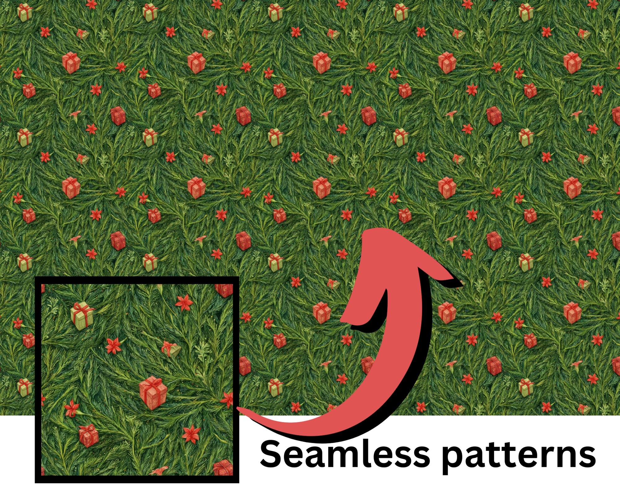 600 Watercolor Greenery Seamless Patterns – Fir, Pine & Holiday Botanical Backgrounds