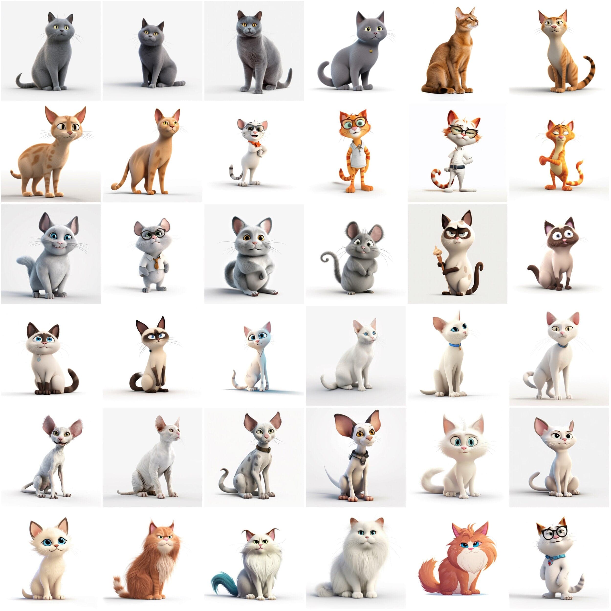 3D & Cartoon Cat Image Bundle - 370 Transparent PNG Cat Graphics for Creative Projects - Ultimate Cat Lovers' 3D Cartoon Image Collection Digital Download Sumobundle