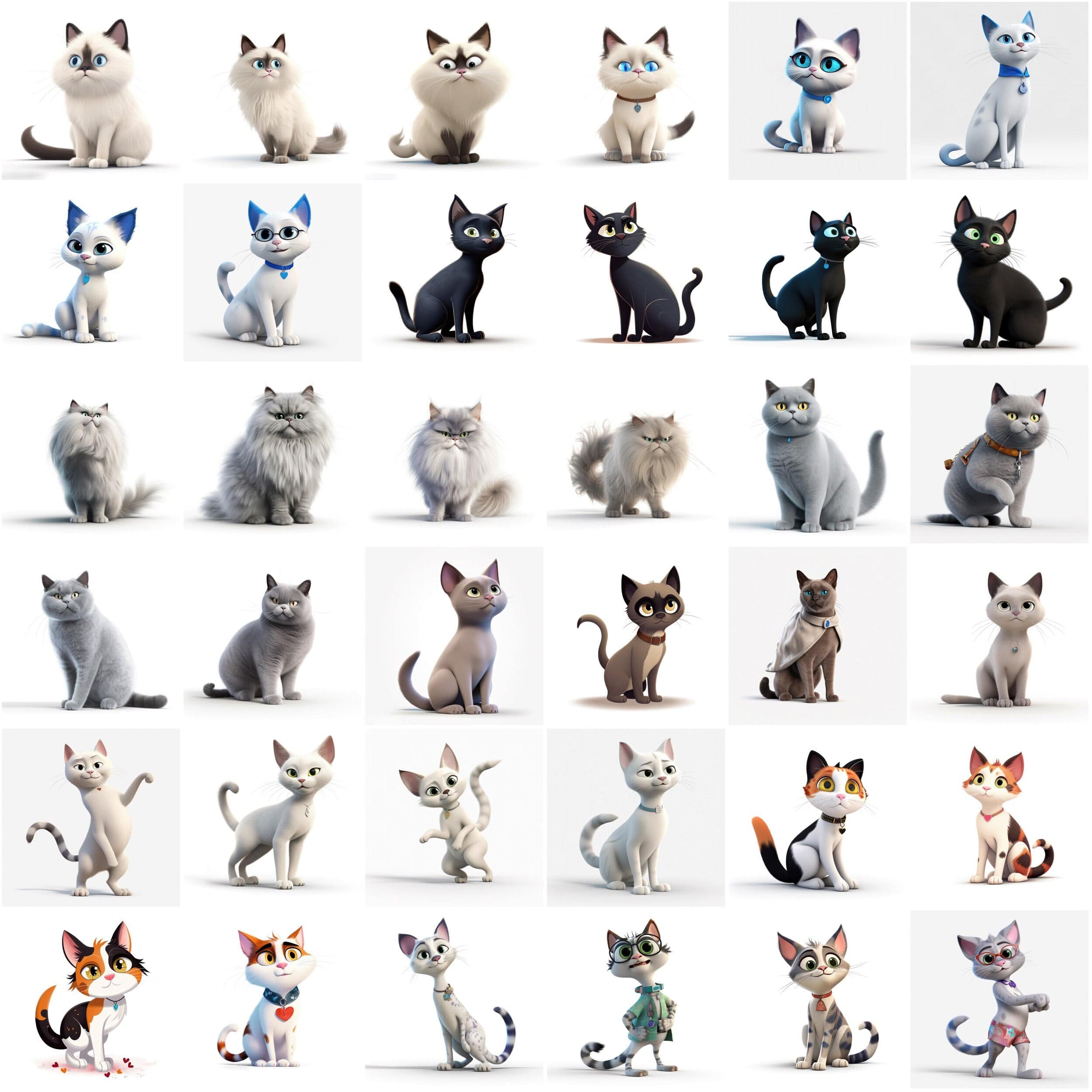 3D & Cartoon Cat Image Bundle - 370 Transparent PNG Cat Graphics for Creative Projects - Ultimate Cat Lovers' 3D Cartoon Image Collection Digital Download Sumobundle
