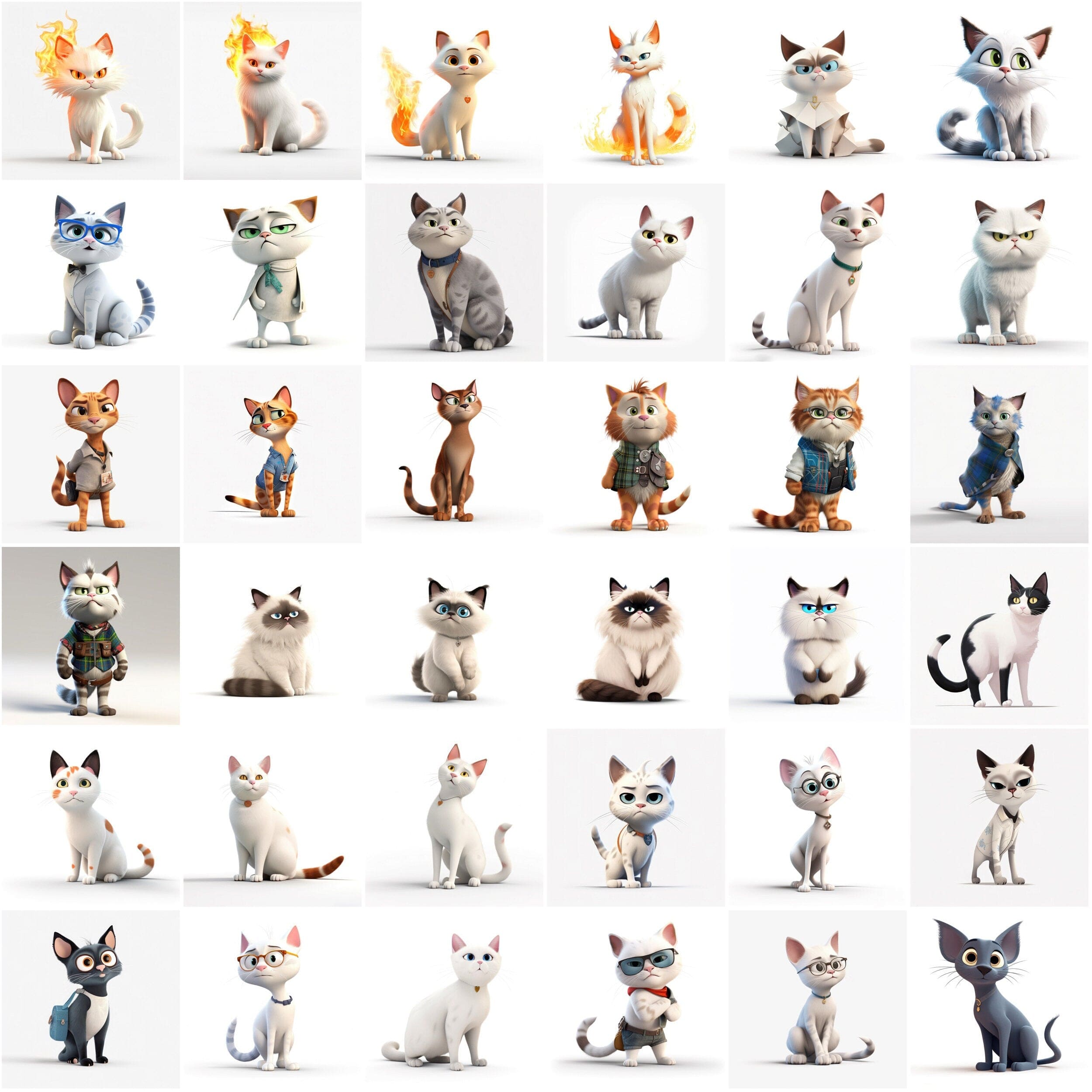 3D & Cartoon Cat Image Bundle - 370 Transparent PNG Cat Graphics for Creative Projects - Ultimate Cat Lovers' 3D Cartoon Image Collection Digital Download Sumobundle
