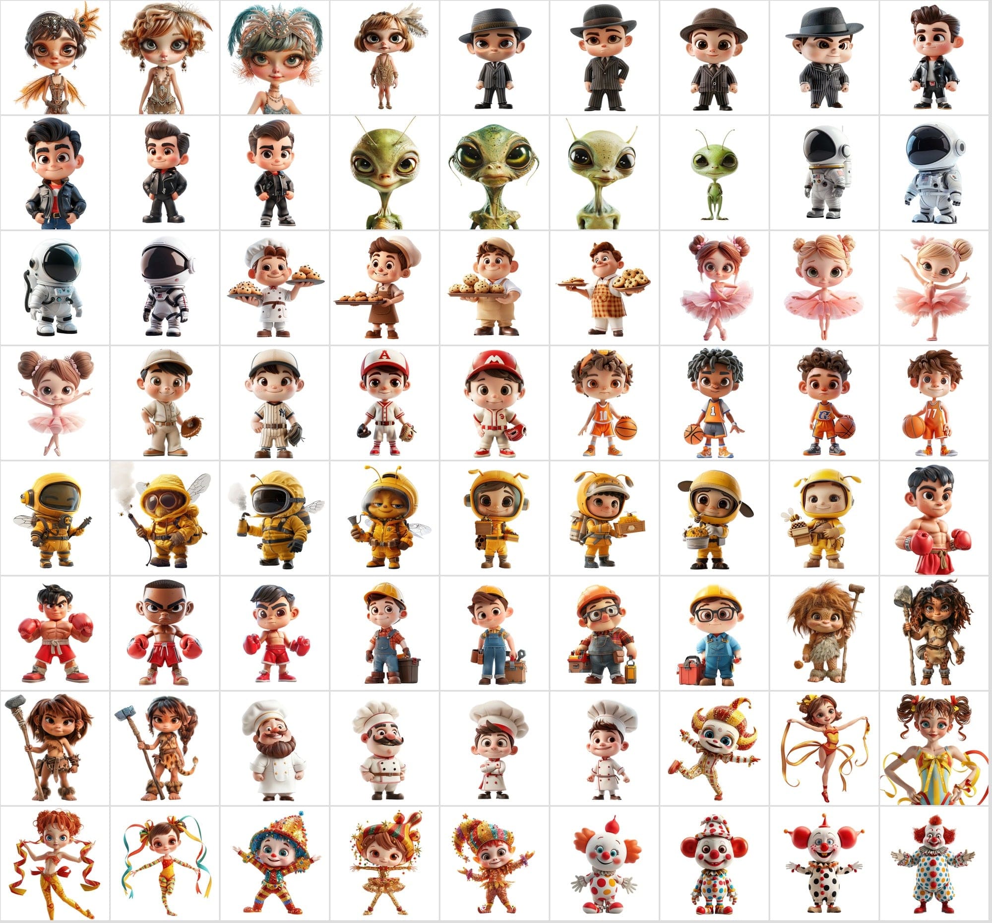 3D Mascot Collection: 790 Transparent Unique Characters Digital Download Sumobundle