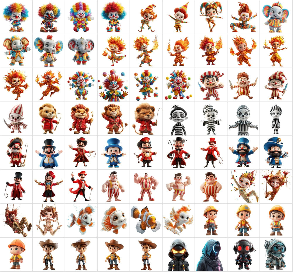 3D Mascot Collection: 790 Transparent Unique Characters