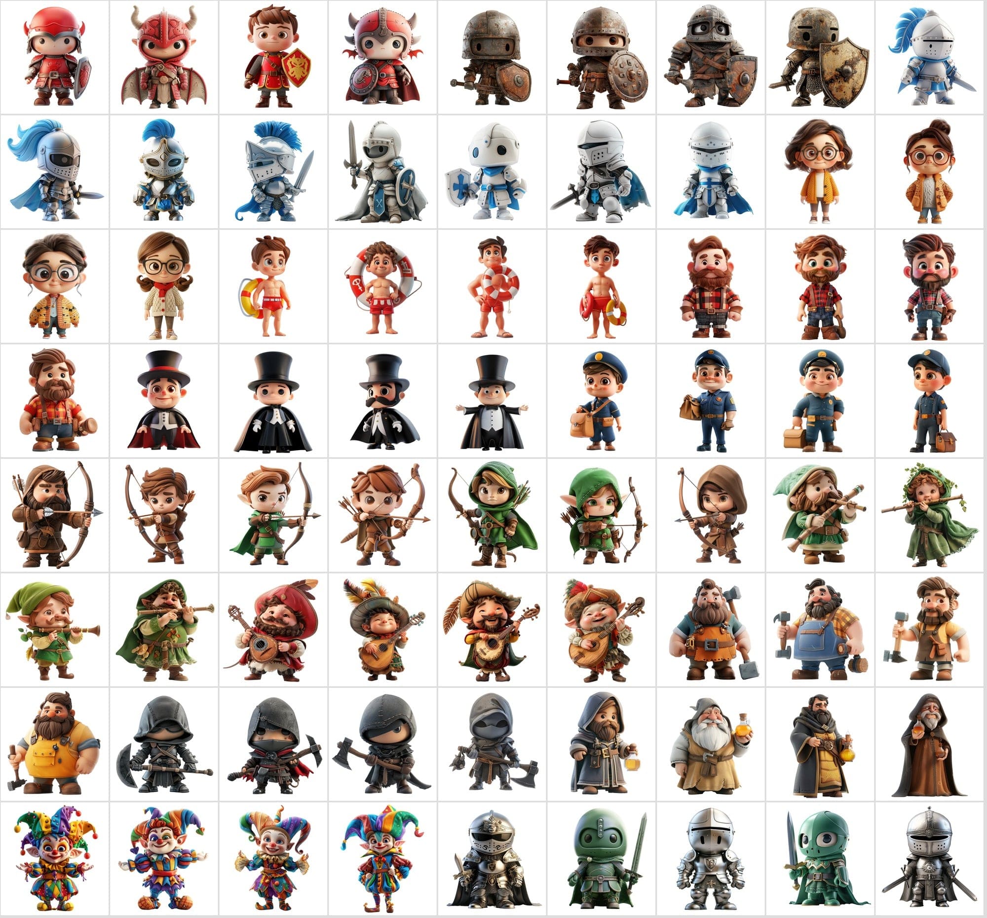 3D Mascot Collection: 790 Transparent Unique Characters Digital Download Sumobundle