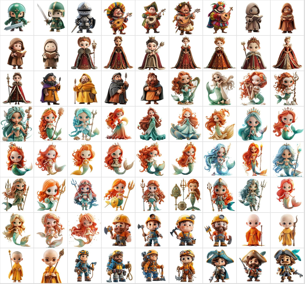 3D Mascot Collection: 790 Transparent Unique Characters