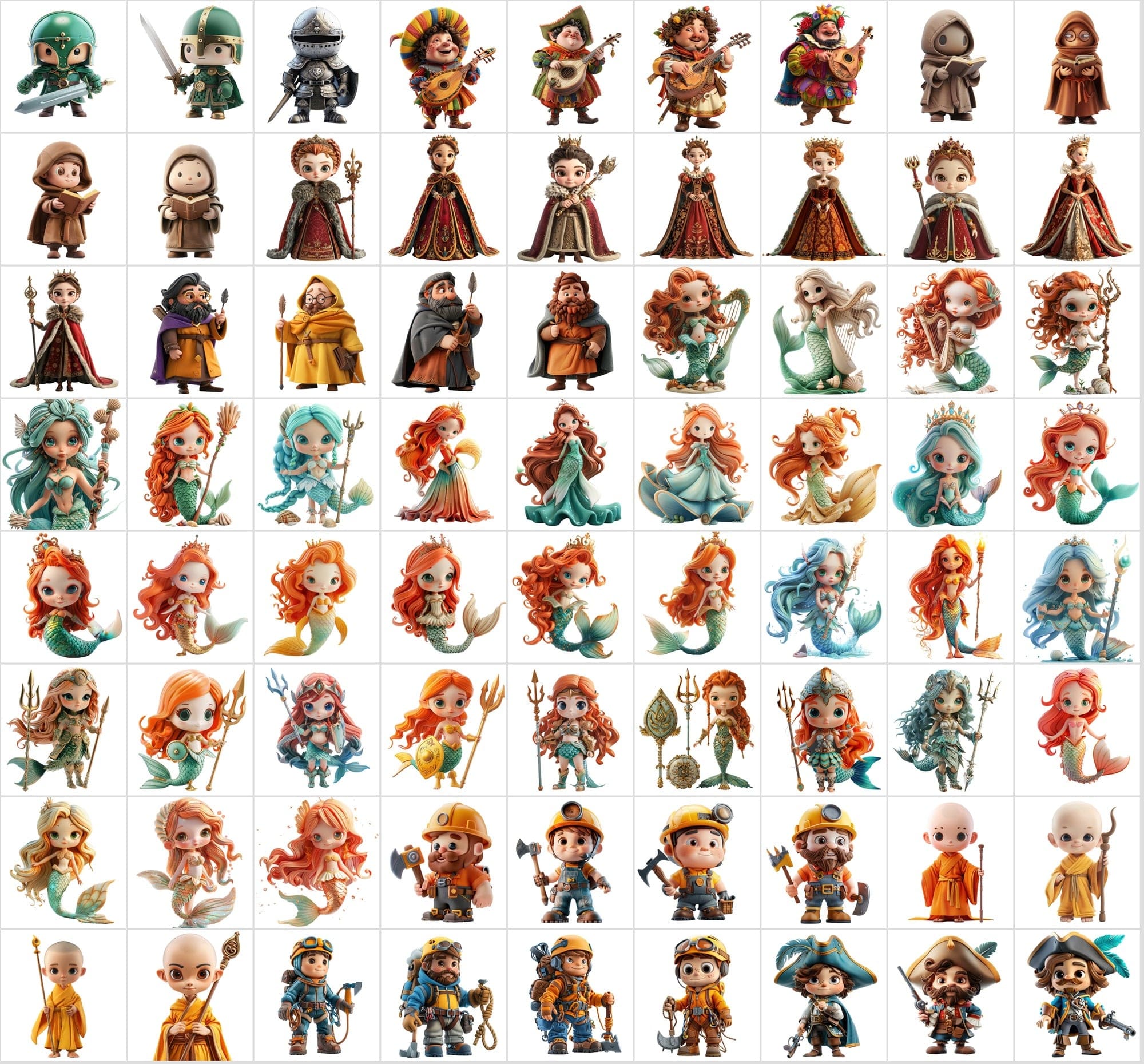 3D Mascot Collection: 790 Transparent Unique Characters Digital Download Sumobundle