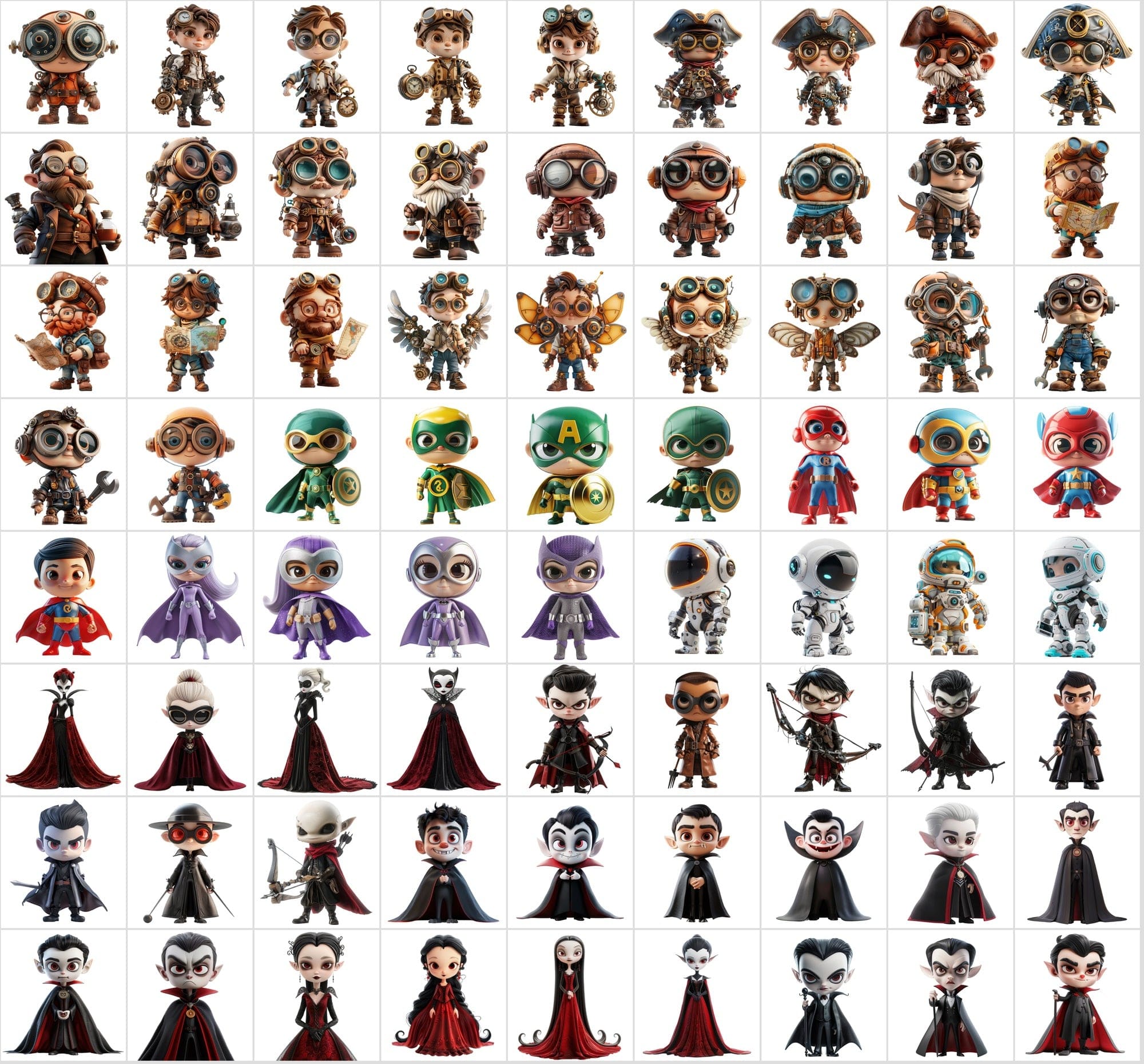 3D Mascot Collection: 790 Transparent Unique Characters Digital Download Sumobundle