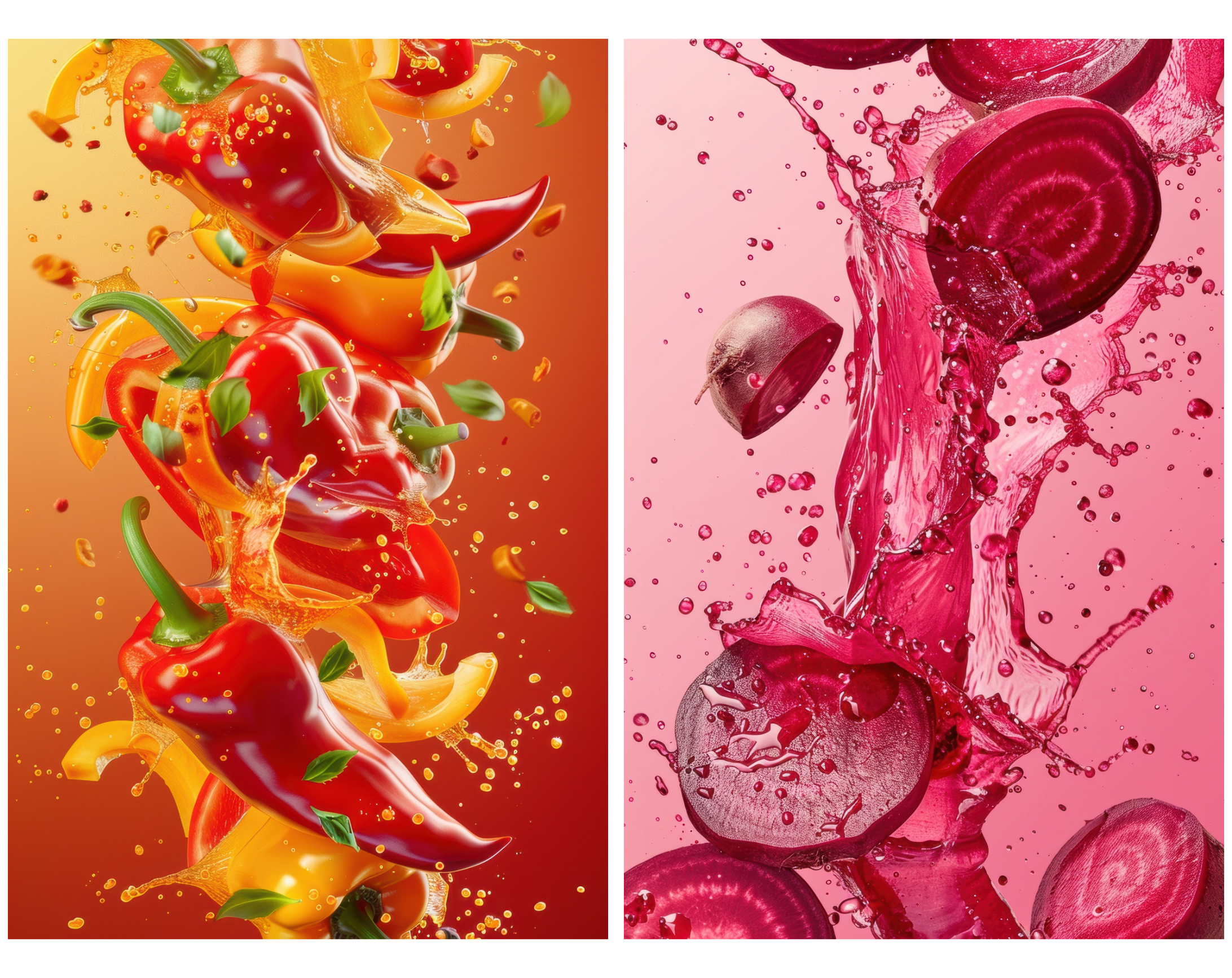 400 High-Resolution Fruit & Vegetable Images with Water Splashes