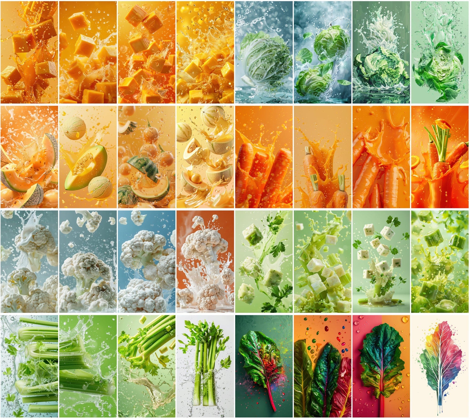 400 High-Resolution Fruit & Vegetable Images with Water Splashes Digital Download Sumobundle