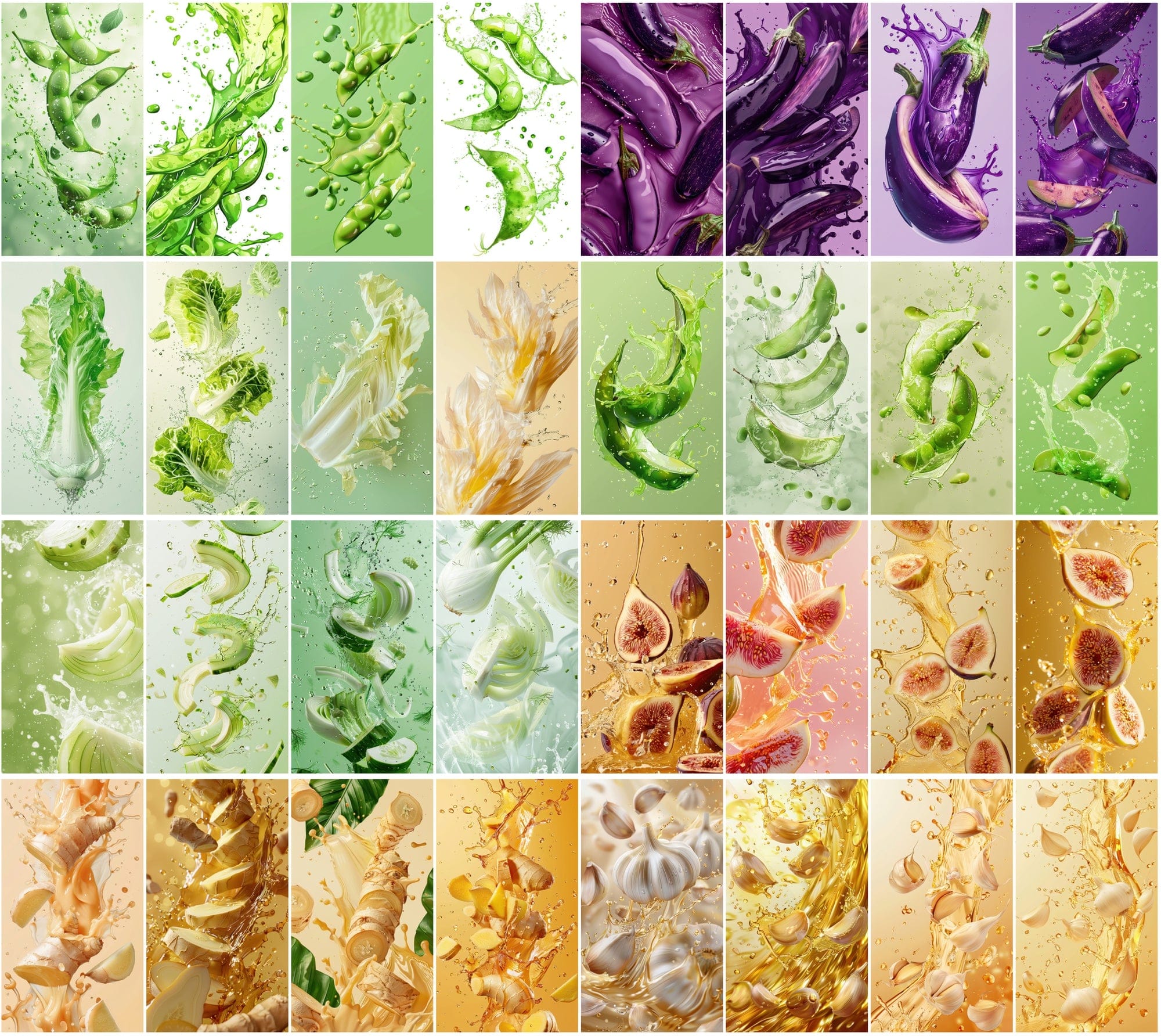 400 High-Resolution Fruit & Vegetable Images with Water Splashes Digital Download Sumobundle