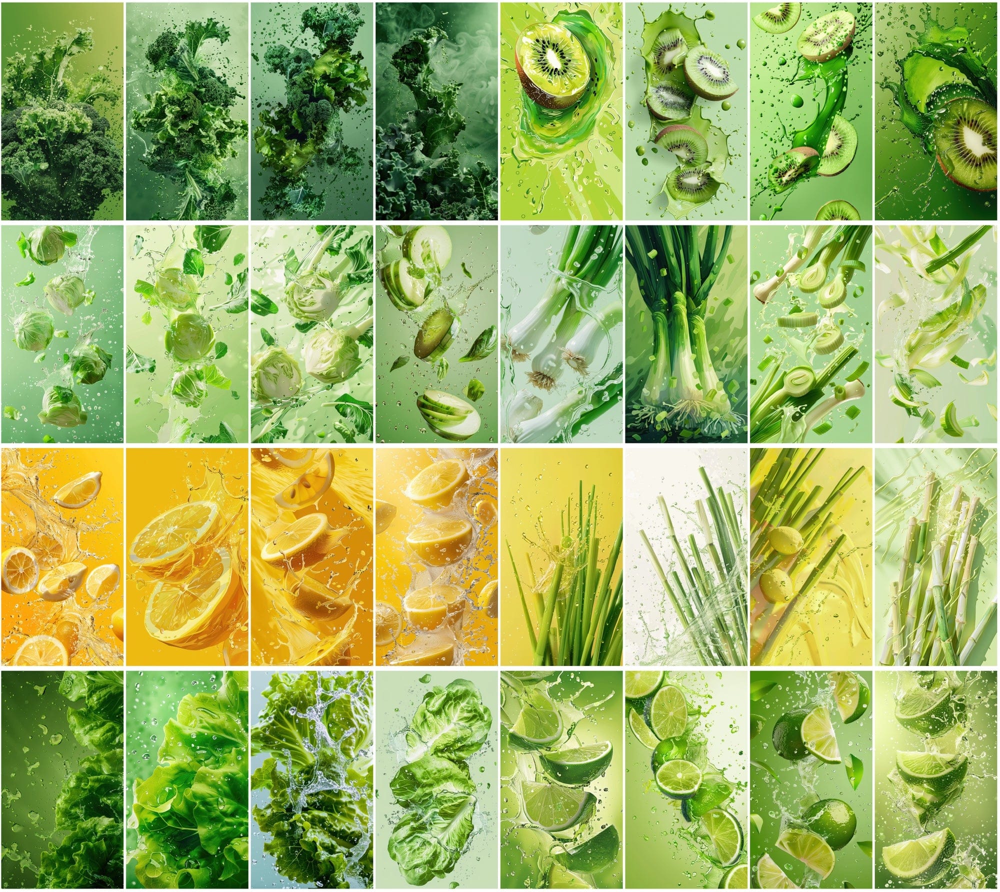 400 High-Resolution Fruit & Vegetable Images with Water Splashes Digital Download Sumobundle