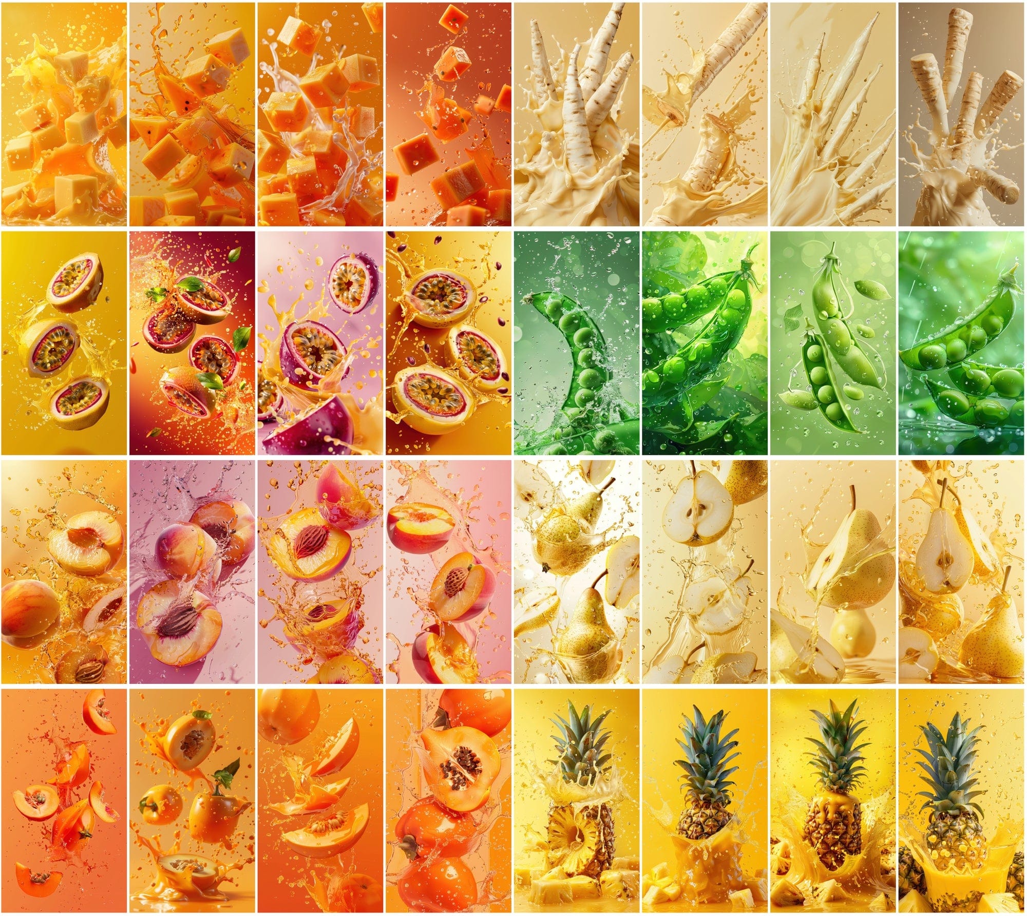 400 High-Resolution Fruit & Vegetable Images with Water Splashes Digital Download Sumobundle