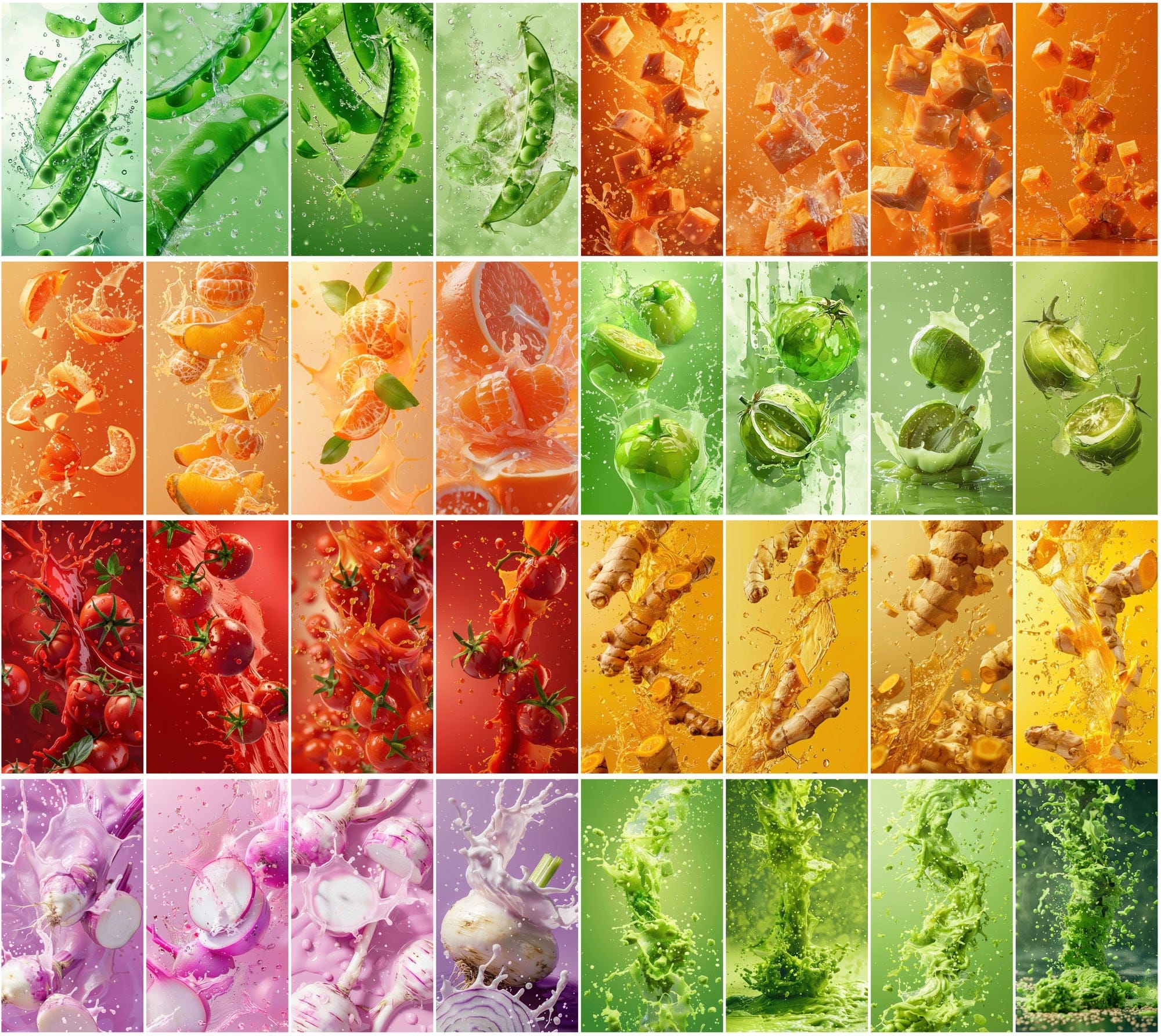 400 High-Resolution Fruit & Vegetable Images with Water Splashes Digital Download Sumobundle