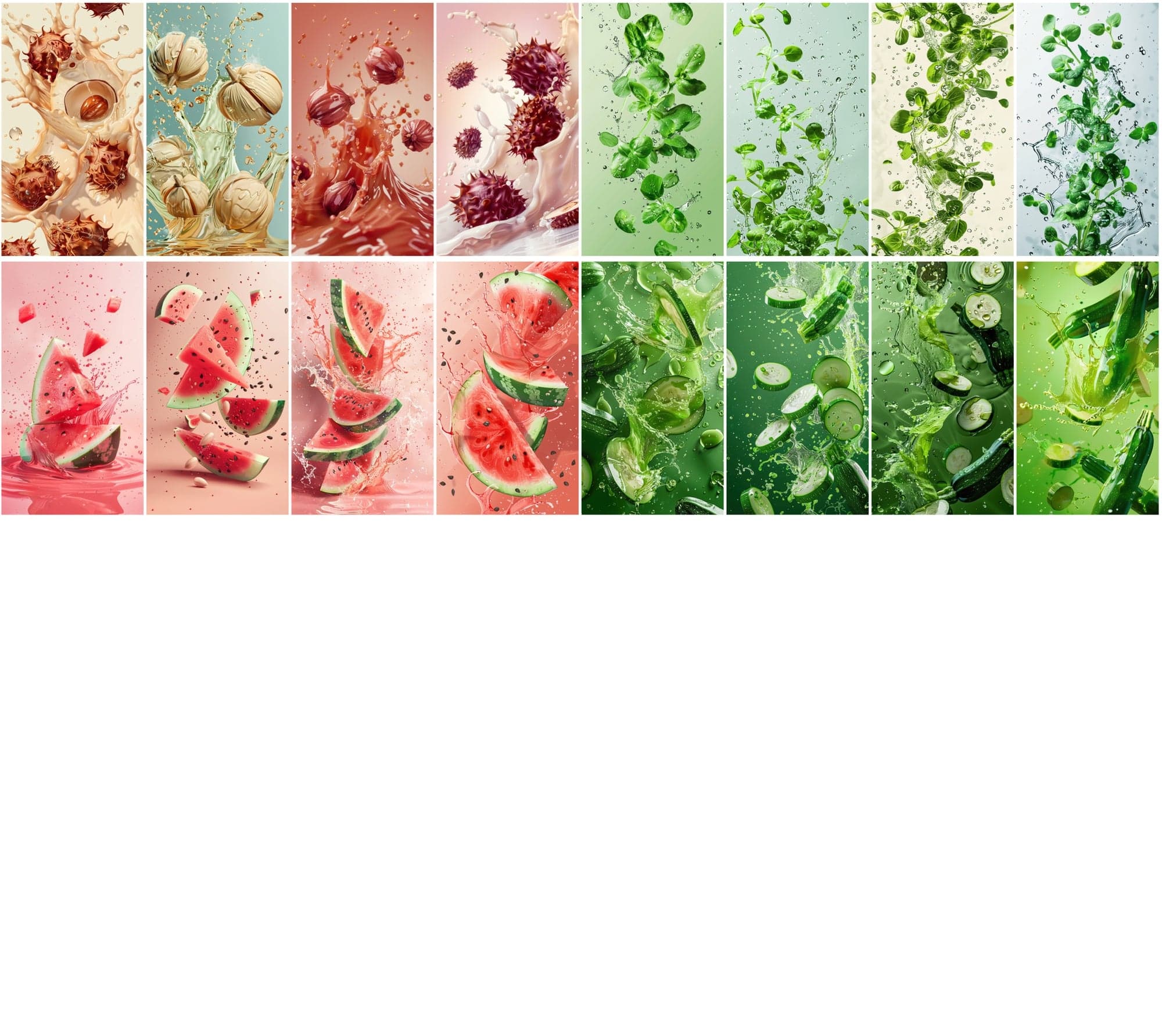 400 High-Resolution Fruit & Vegetable Images with Water Splashes Digital Download Sumobundle