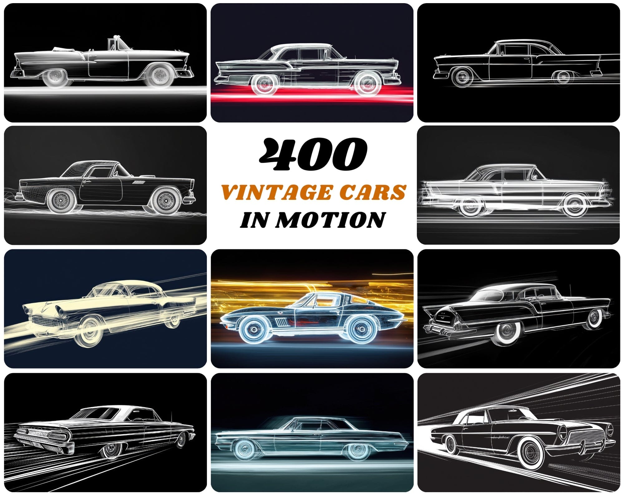 400 Vintage & Retro Car Images - High-Resolution JPGs with Commercial License Digital Download Sumobundle