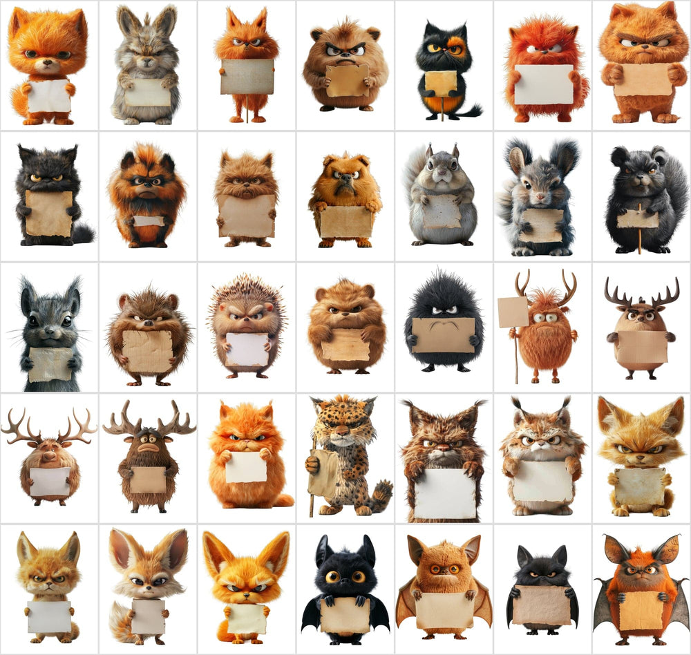 430 Angry, Fluffy Animals with Signs - High-Resolution PNG & JPG Image