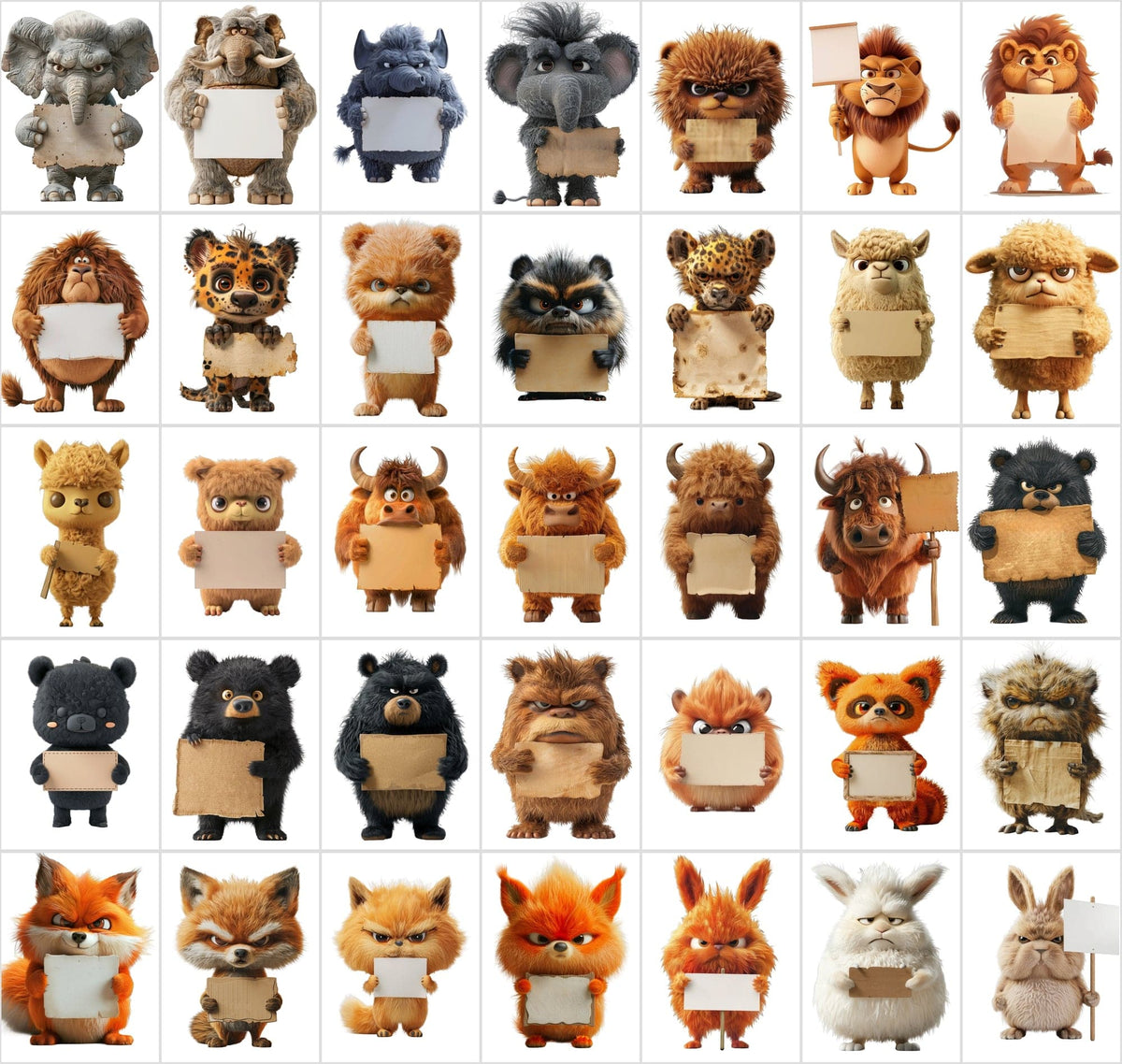 430 Angry, Fluffy Animals with Signs - High-Resolution PNG & JPG Image