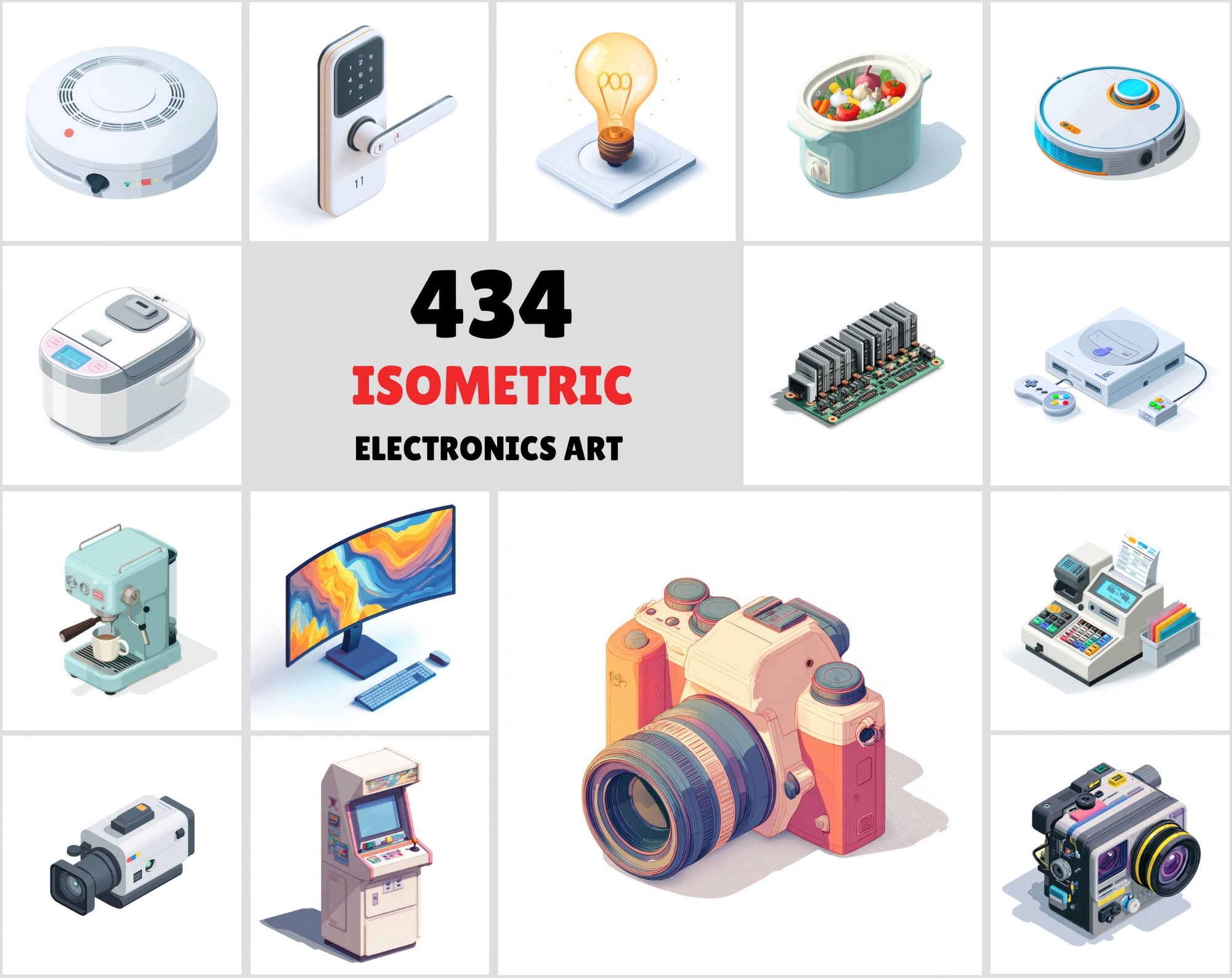 434 Isometric Electronics Illustrations
