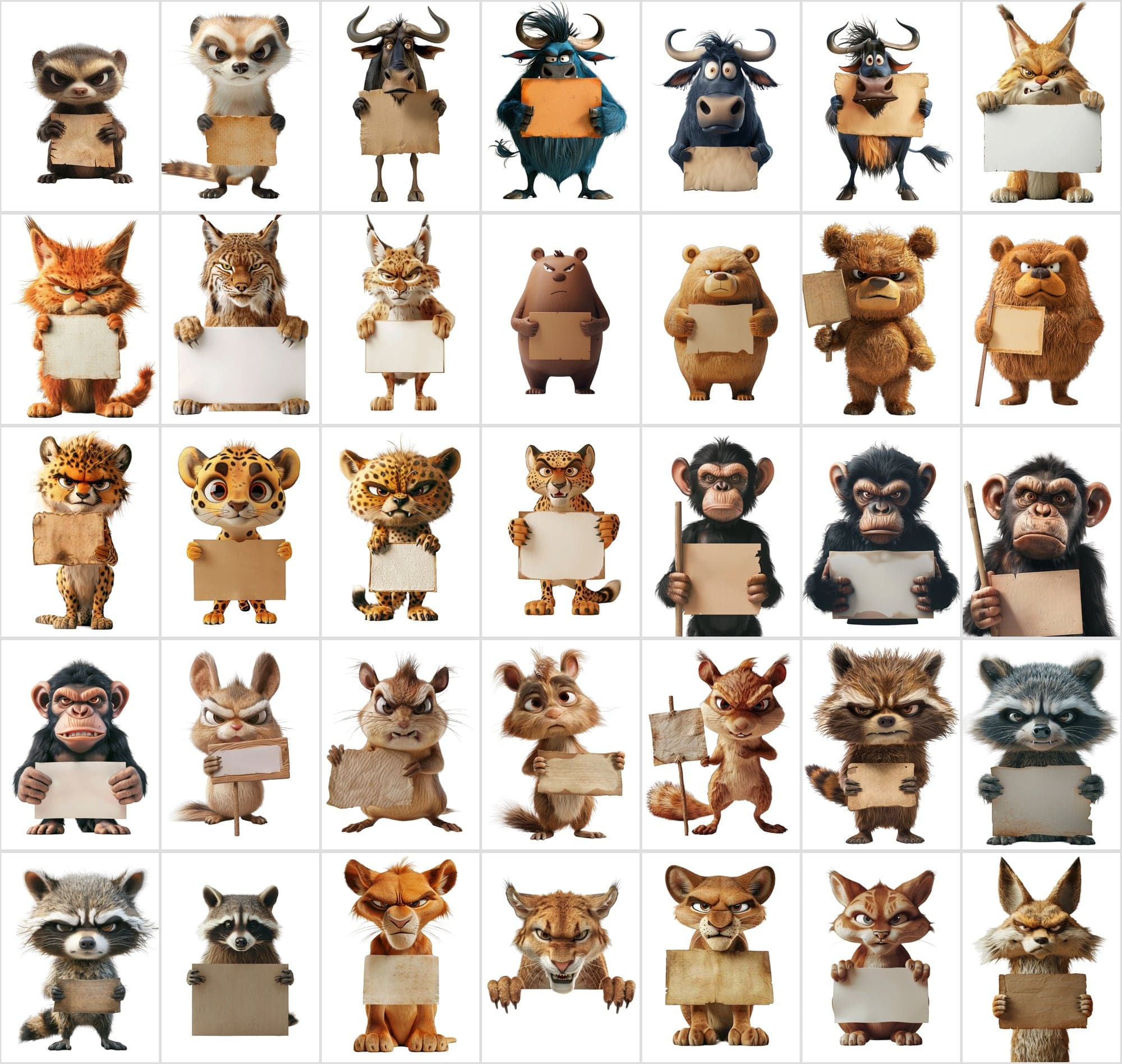 435 Funny Animals Protesting - Unique Designs for Creative Projects - Transparent PNG available Digital Download Sumobundle