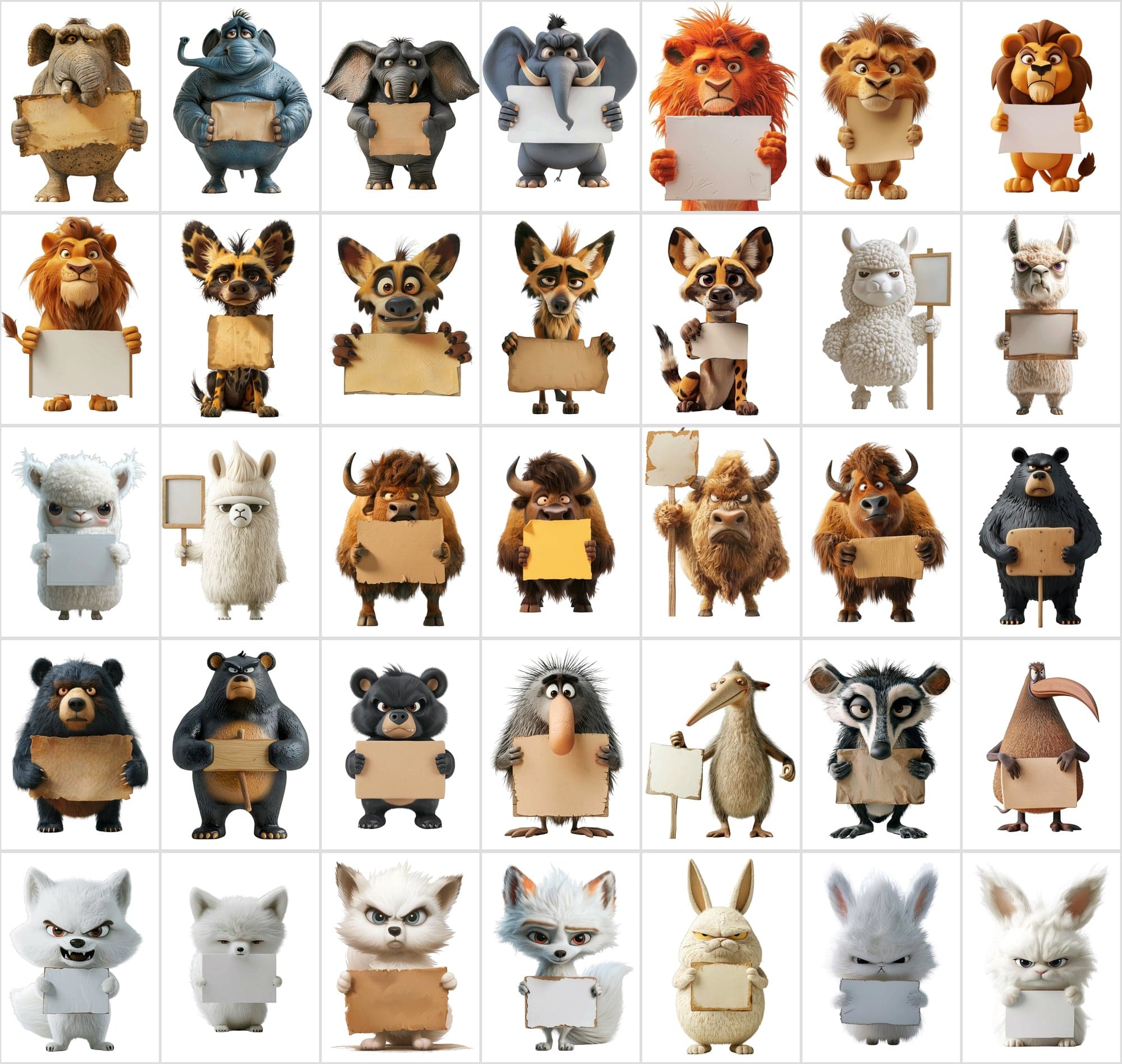 435 Funny Animals Protesting - Unique Designs for Creative Projects - Transparent PNG available Digital Download Sumobundle