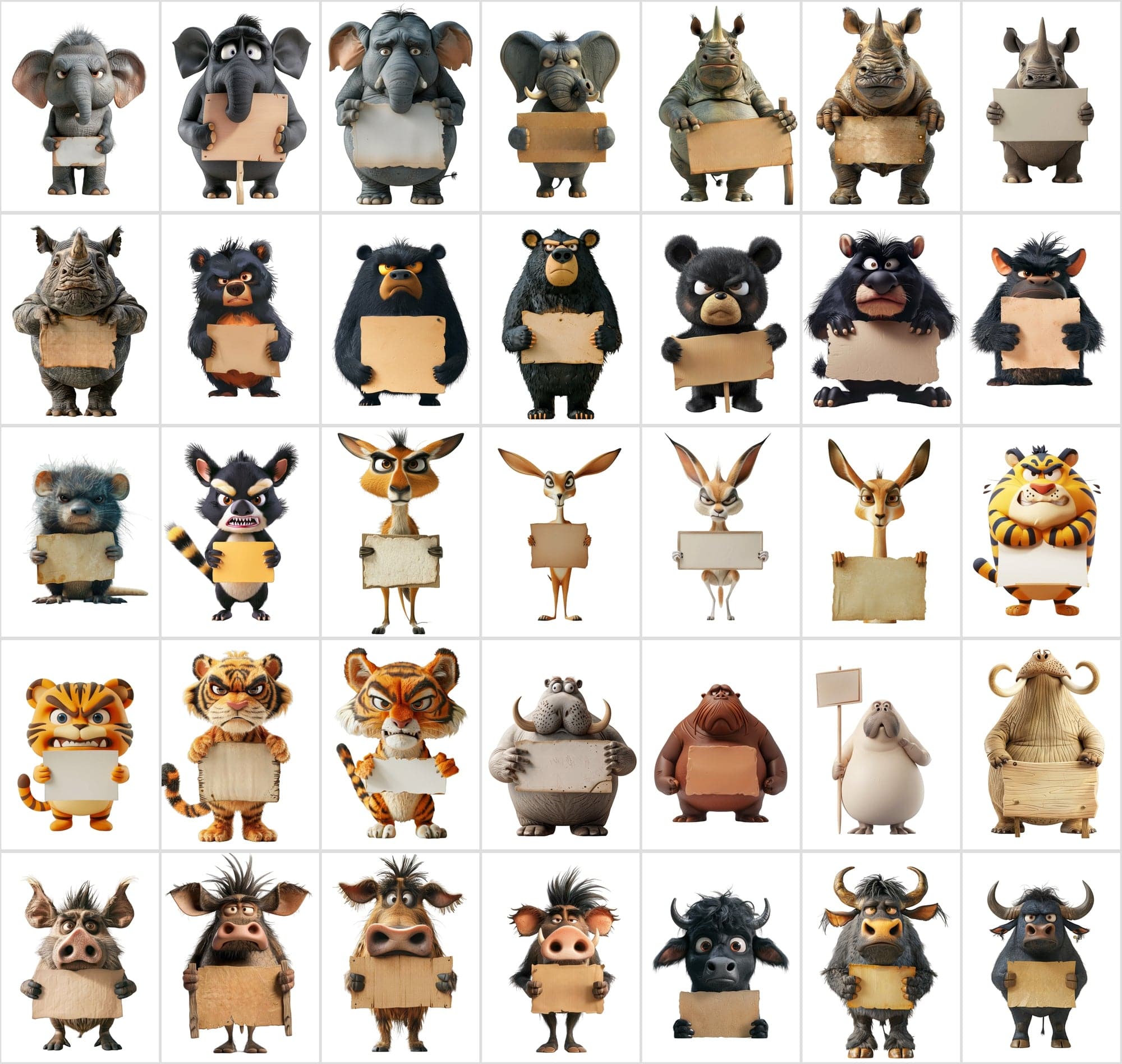 435 Funny Animals Protesting - Unique Designs for Creative Projects - Transparent PNG available Digital Download Sumobundle