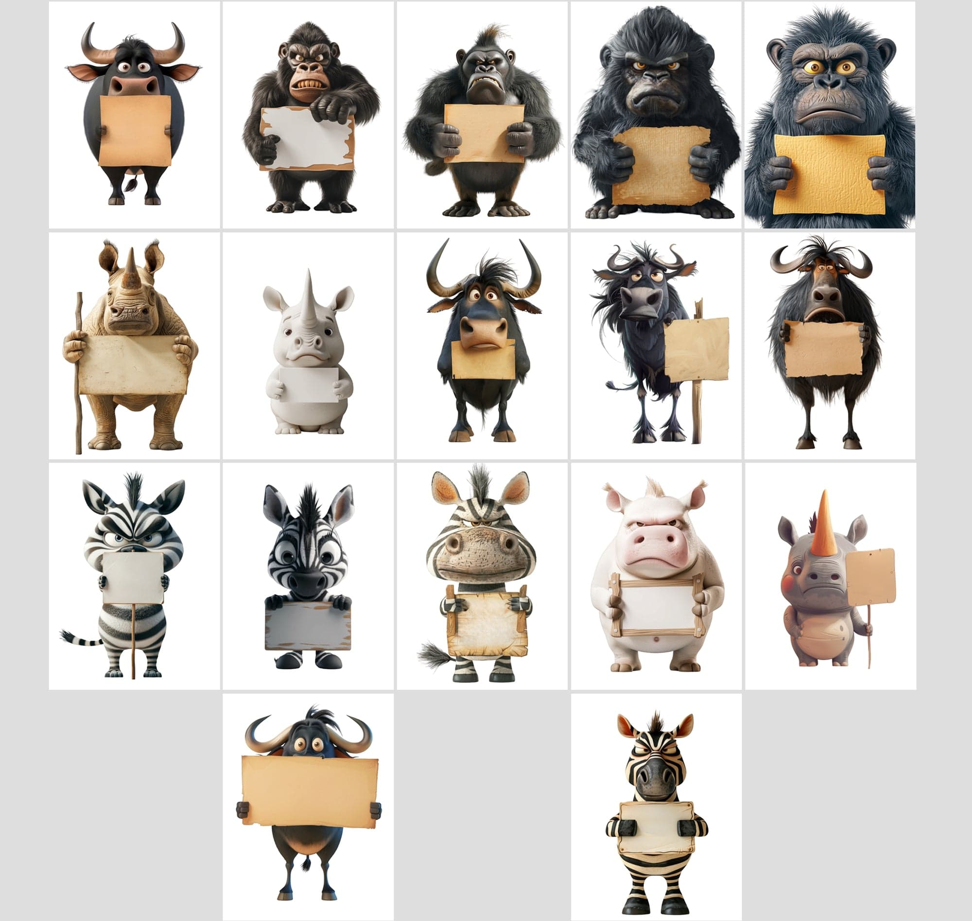 435 Funny Animals Protesting - Unique Designs for Creative Projects - Transparent PNG available Digital Download Sumobundle