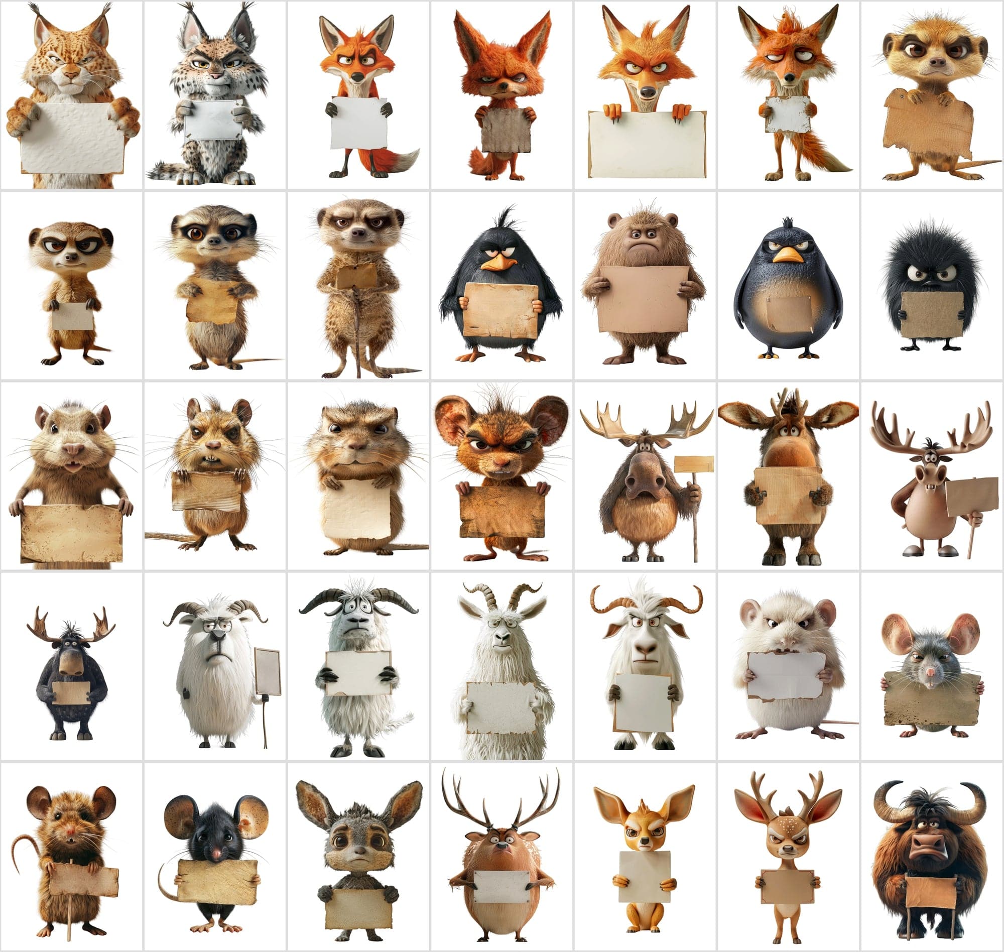 435 Funny Animals Protesting - Unique Designs for Creative Projects - Transparent PNG available Digital Download Sumobundle