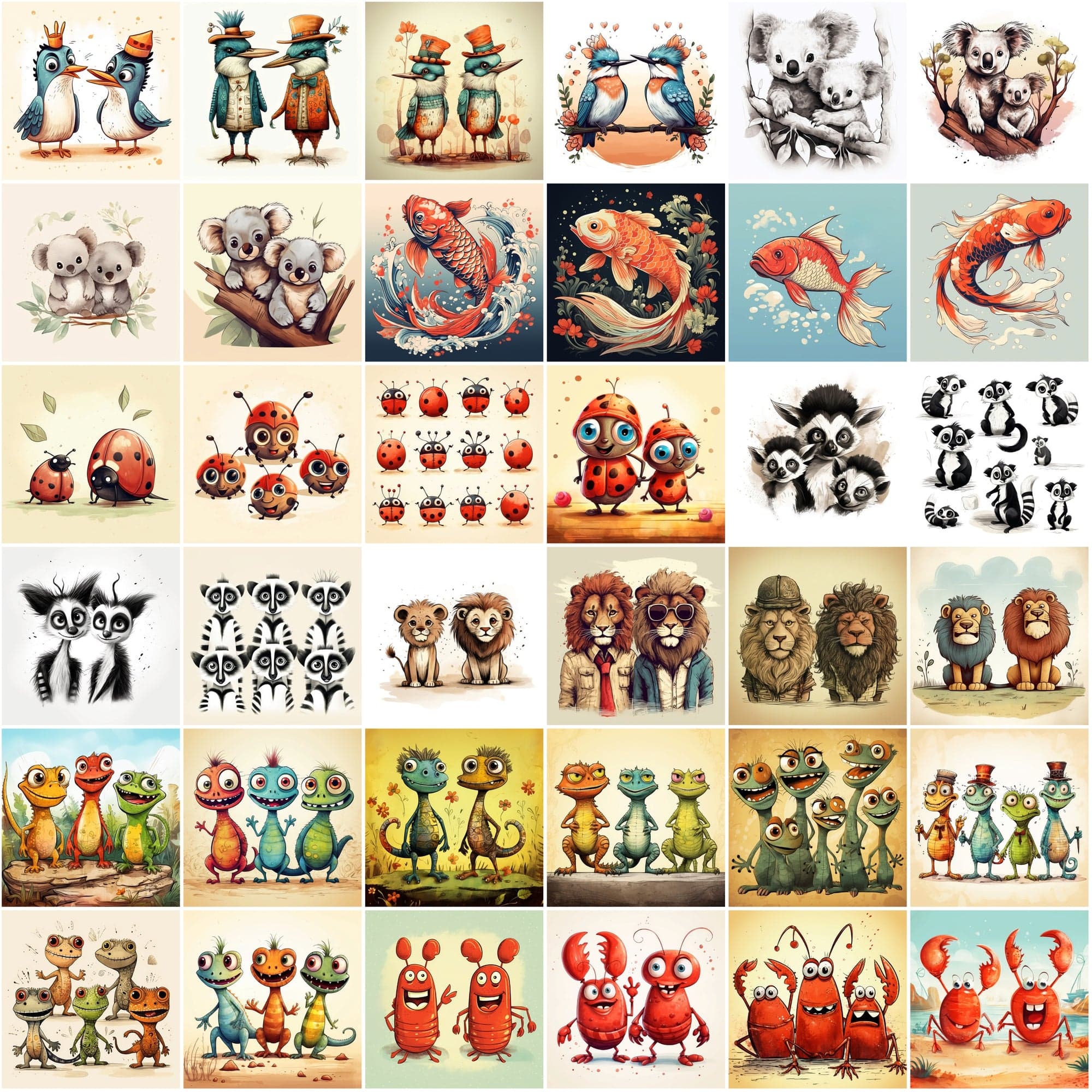 440 Vintage Animal Illustrations Bundle - Funny & Cute Digital Art with Commercial License, Digital Download Sumobundle