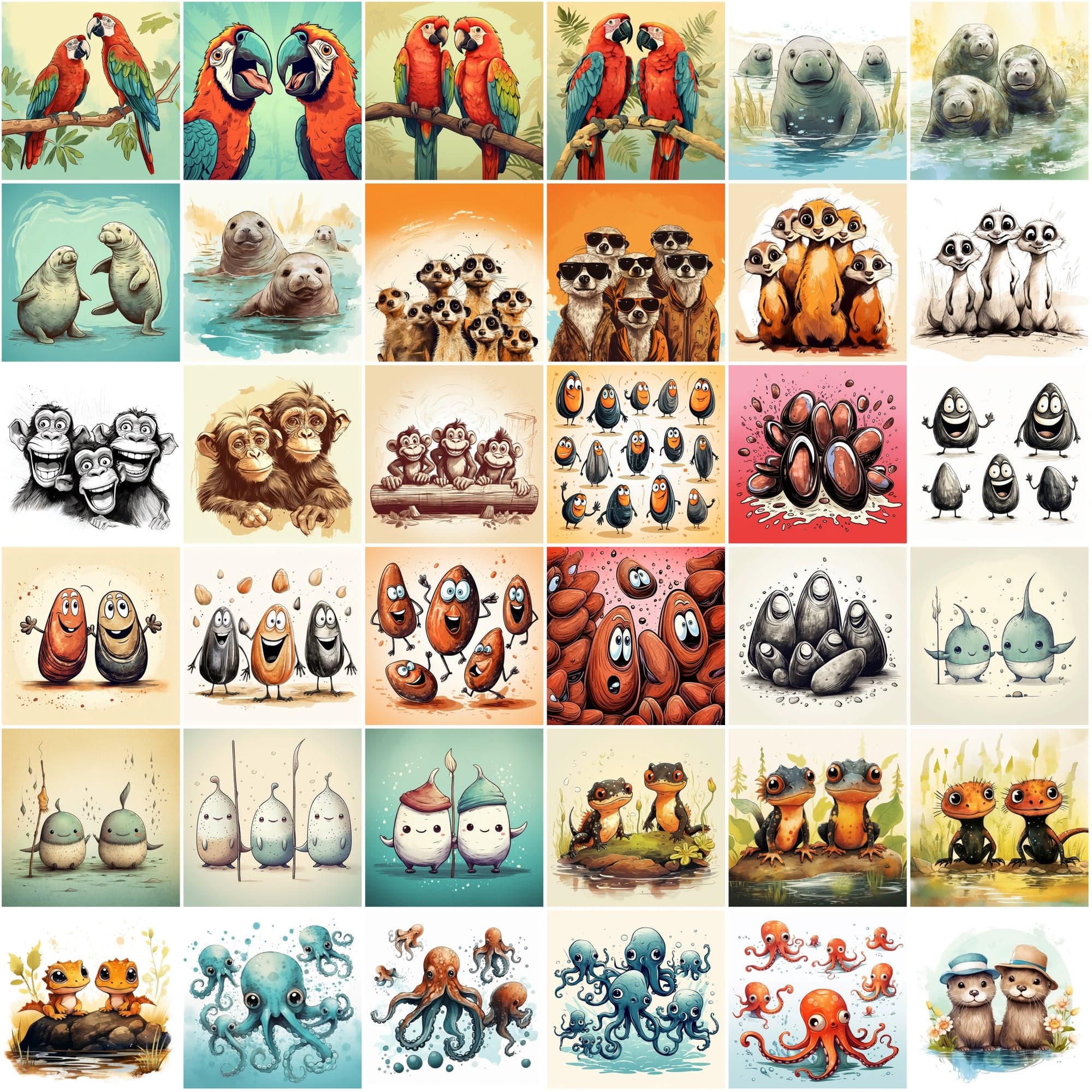 440 Vintage Animal Illustrations Bundle - Funny & Cute Digital Art with Commercial License, Digital Download Sumobundle