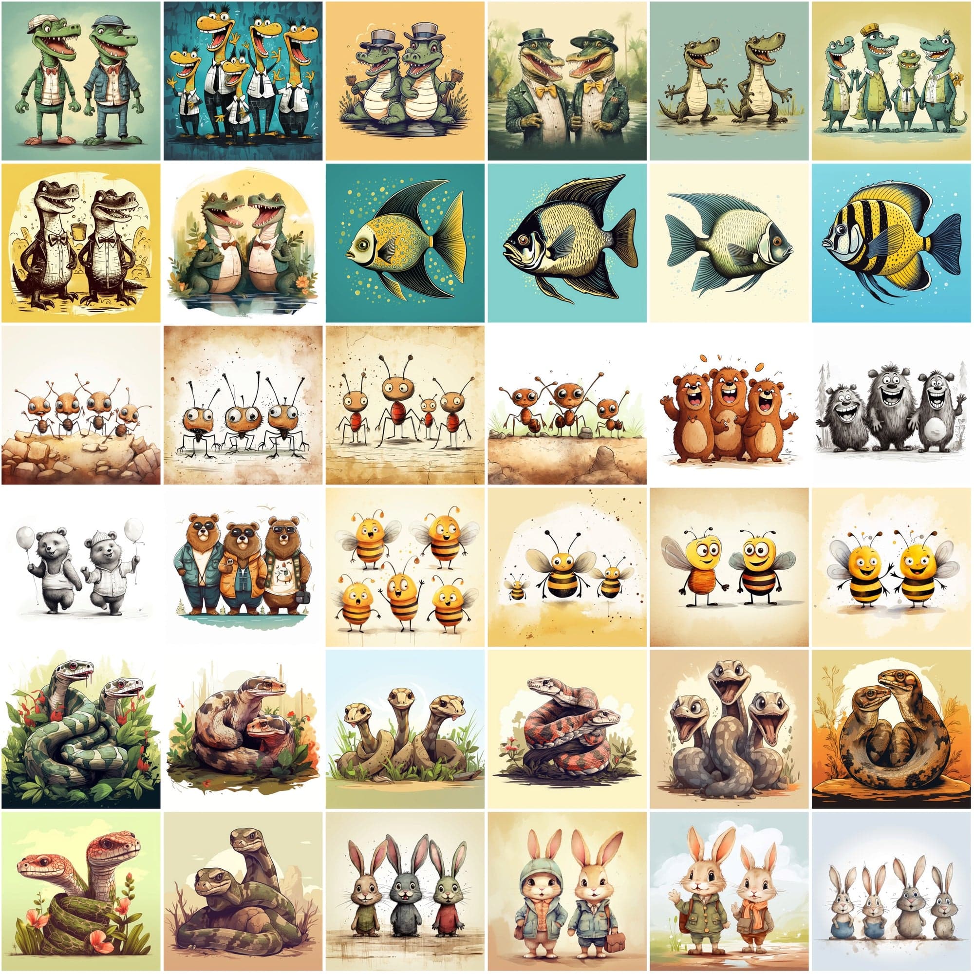 440 Vintage Animal Illustrations Bundle - Funny & Cute Digital Art with Commercial License, Digital Download Sumobundle