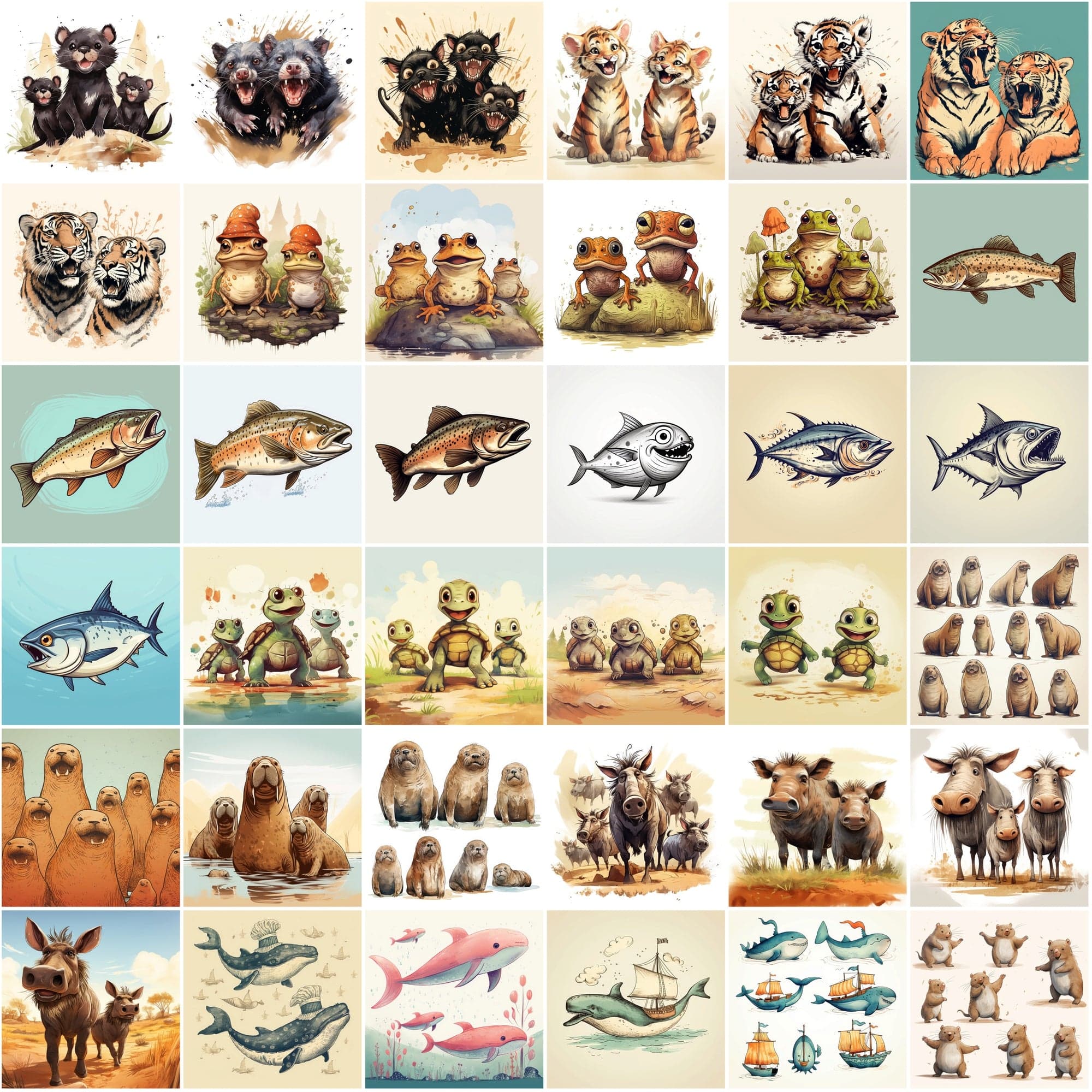 440 Vintage Animal Illustrations Bundle - Funny & Cute Digital Art with Commercial License, Digital Download Sumobundle