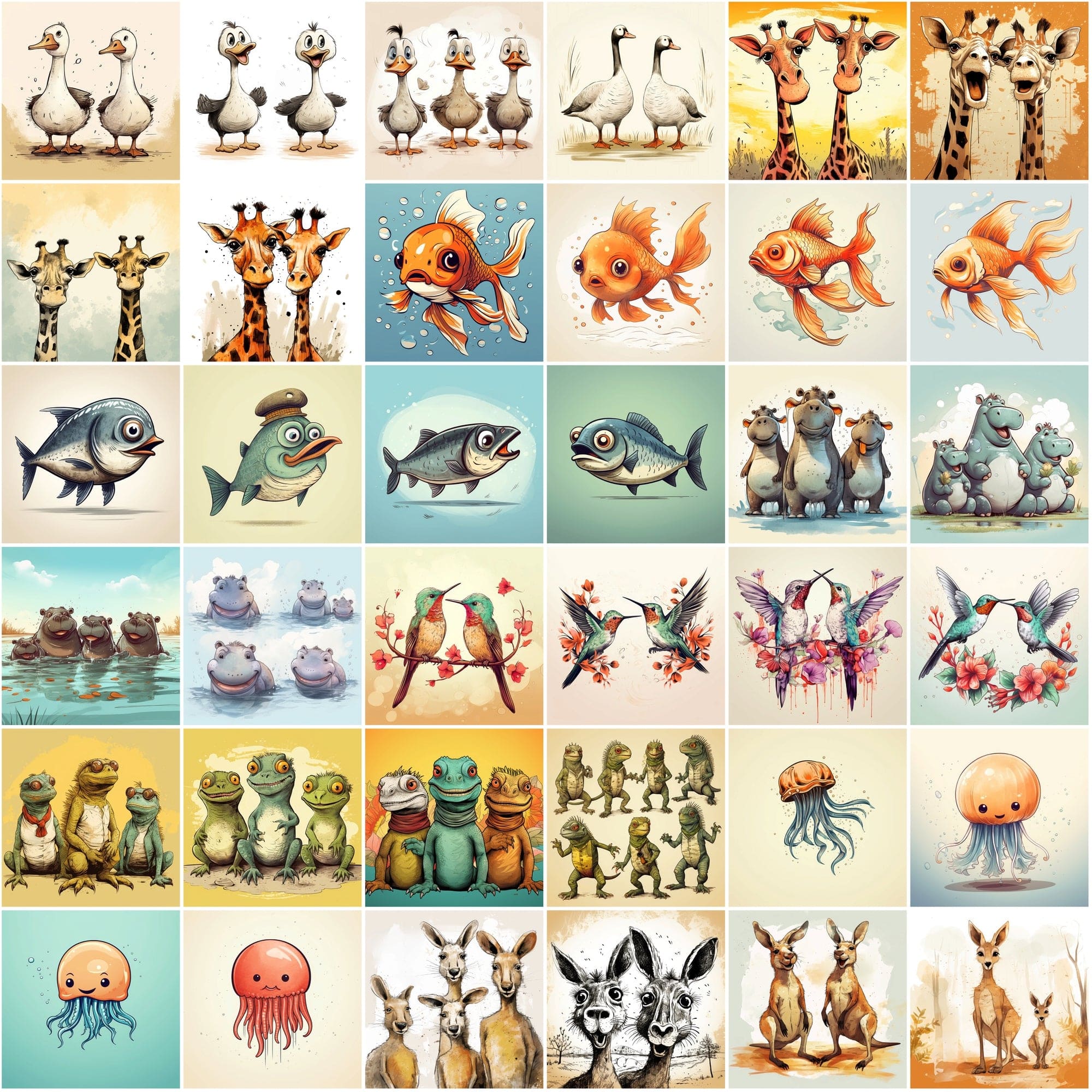 440 Vintage Animal Illustrations Bundle - Funny & Cute Digital Art with Commercial License, Digital Download Sumobundle