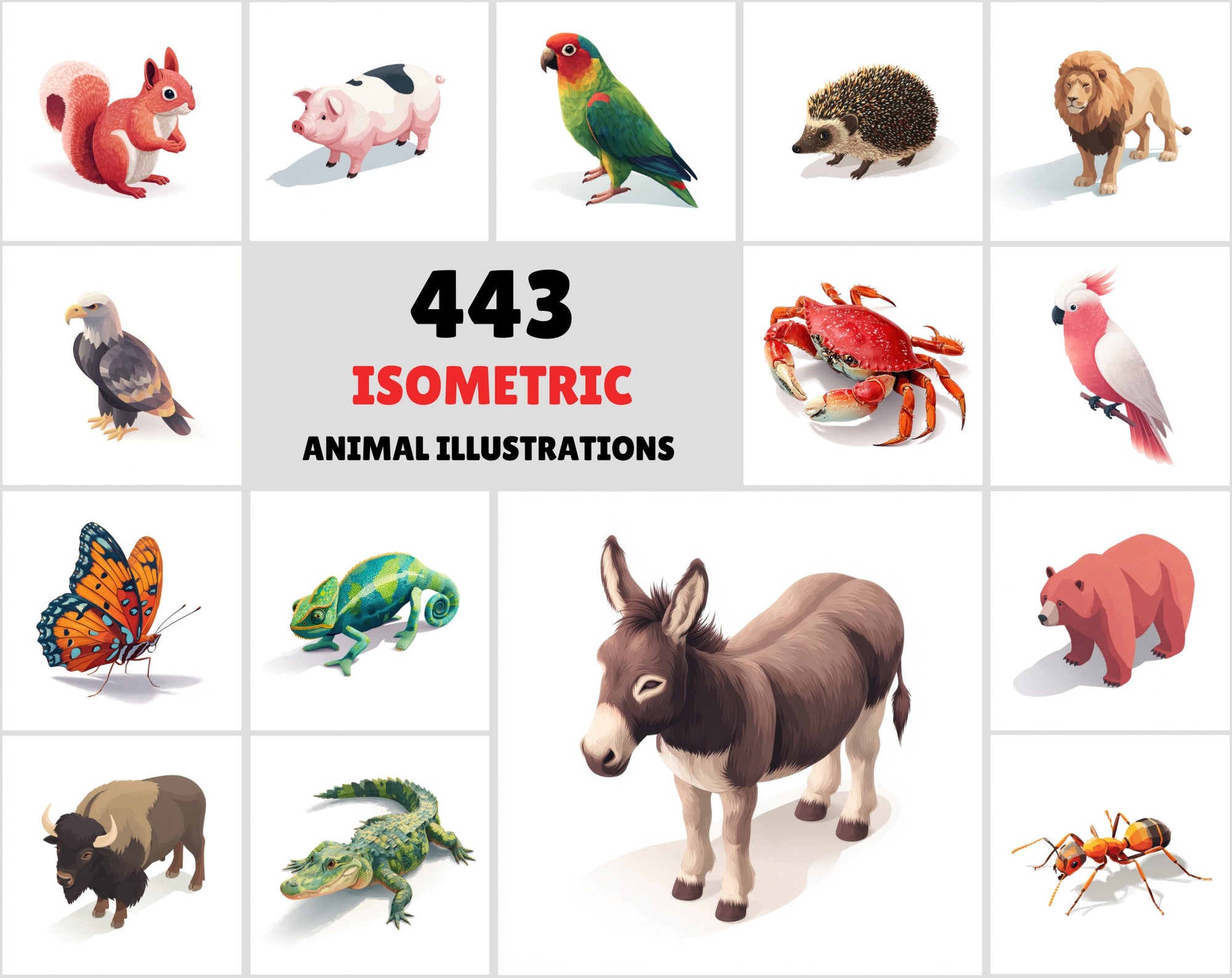 443 Isometric Animal Illustrations