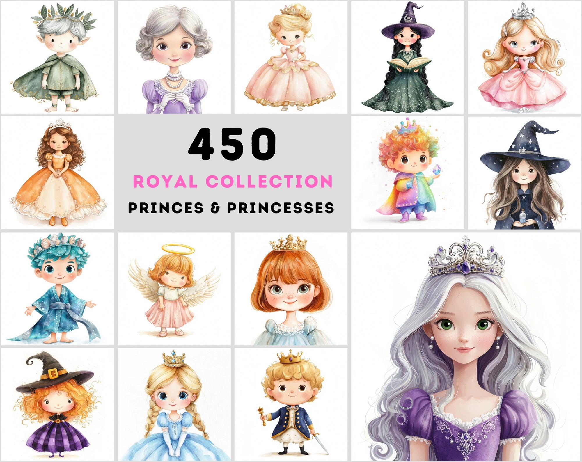 450 Enchanting Princess & Prince Illustrations | Cute Fairy Tale Clipart