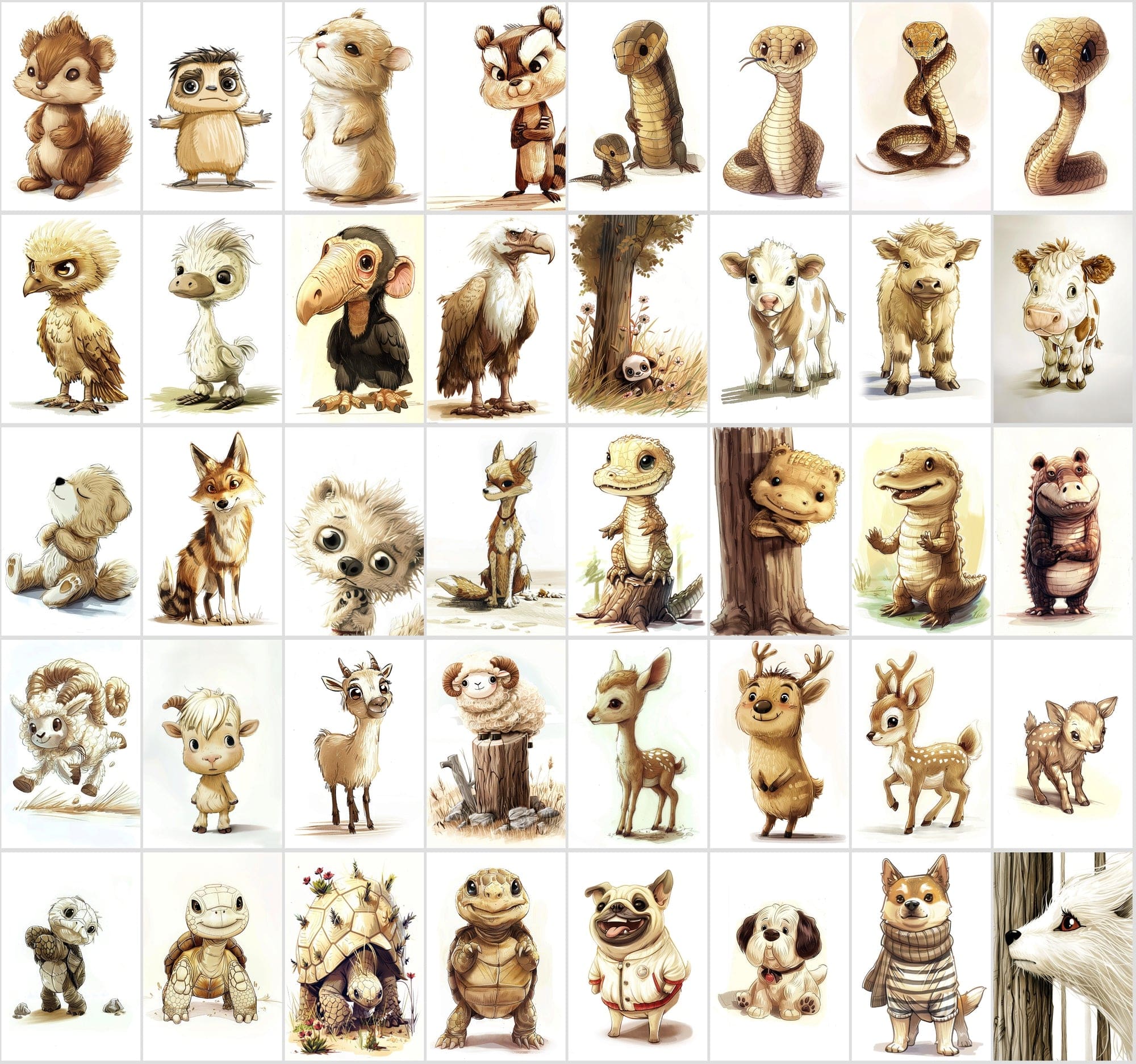 460 Pastel & Desaturated Animal Digital Images Digital Download Sumobundle
