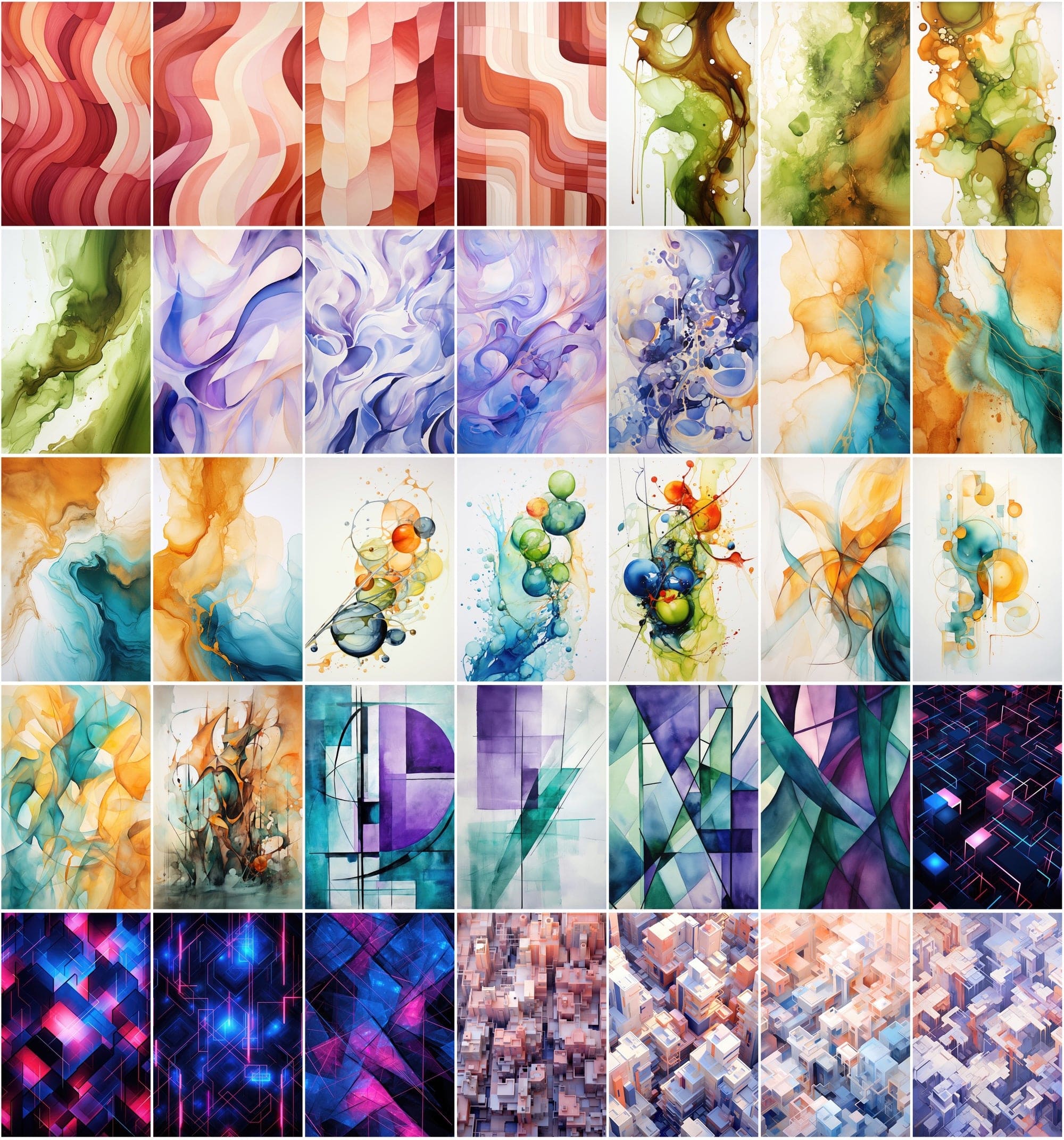 460 Premium Abstract Backgrounds: Action Painting, Geometric Designs, and Modernist Compositions - Commercial License Included Digital Download Sumobundle